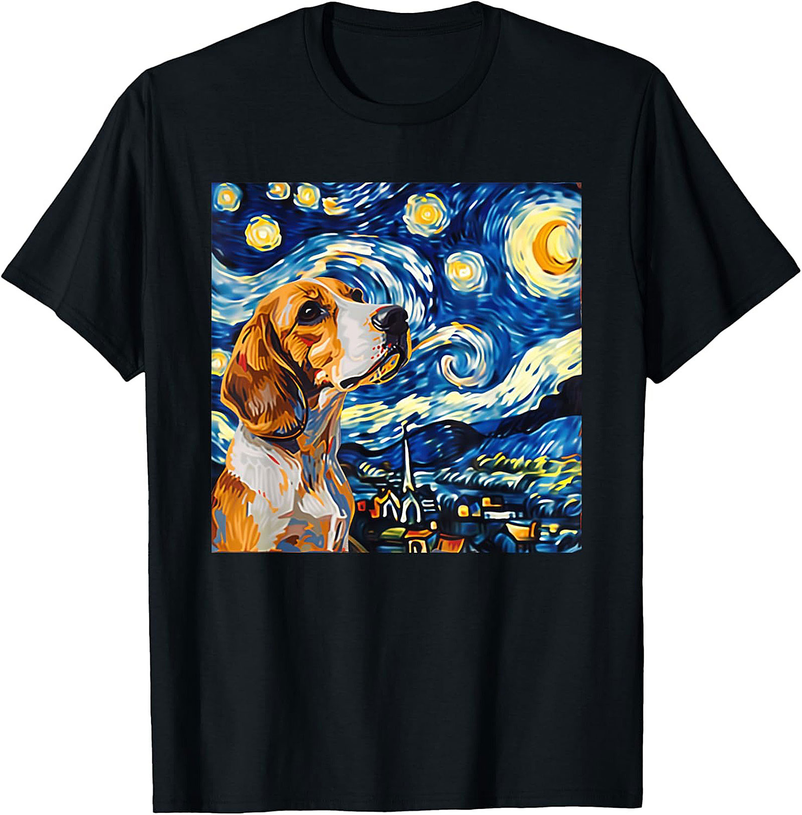 Beagle Starry Night Graphic Tee | The Canine Van Gogh Dog Lover Shirt