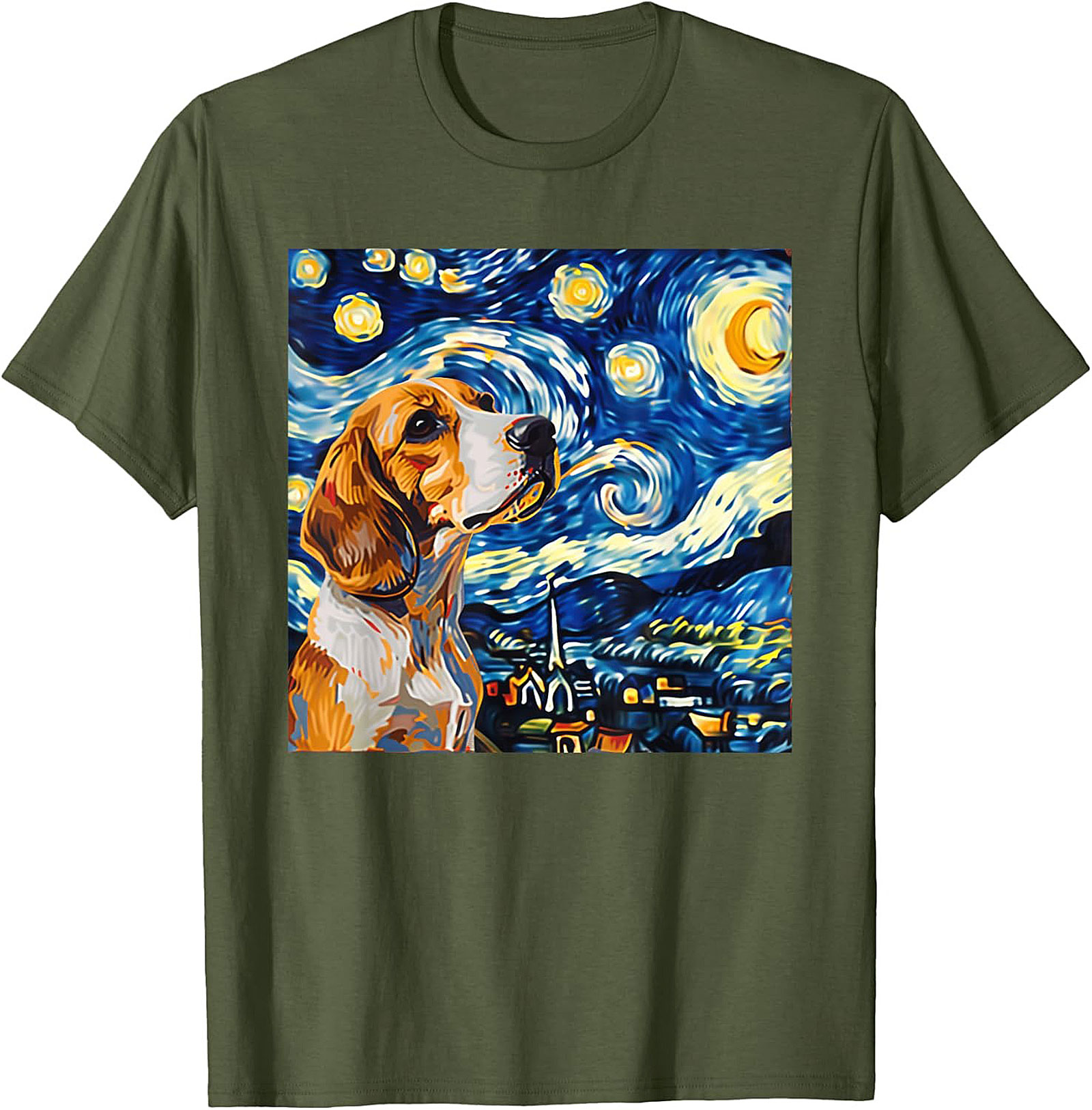 Beagle Starry Night Graphic Tee | The Canine Van Gogh Dog Lover Shirt