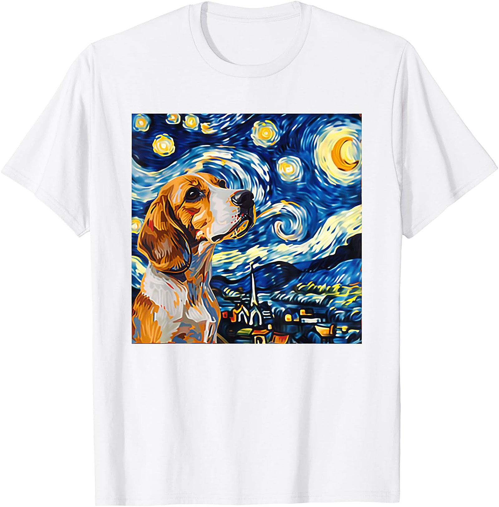 Beagle Starry Night Graphic Tee | The Canine Van Gogh Dog Lover Shirt