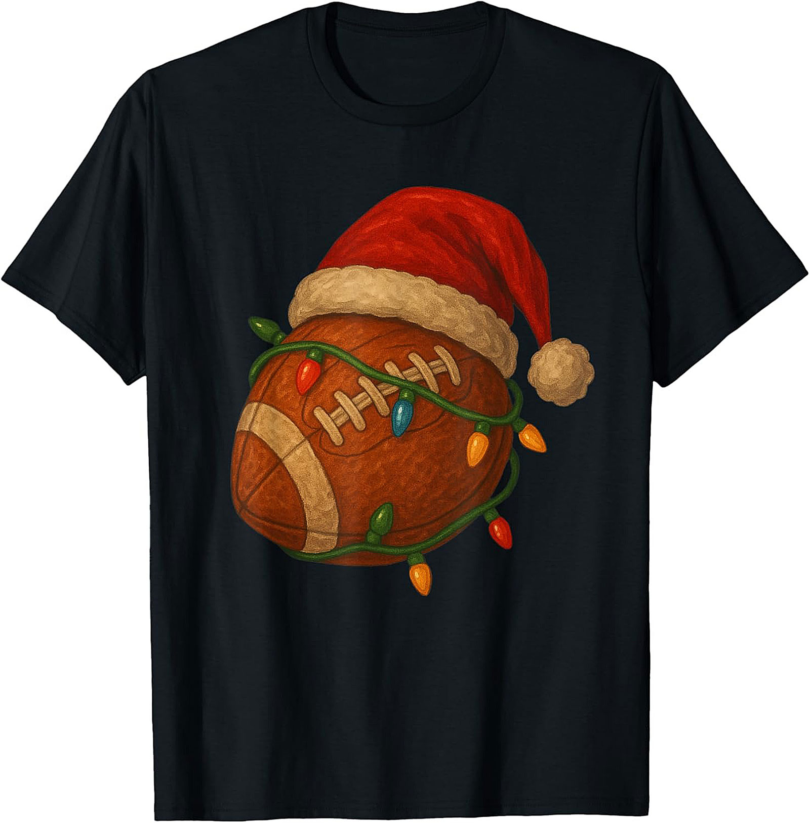 Funny Christmas Football Graphic Tee Santa Sports Shirt