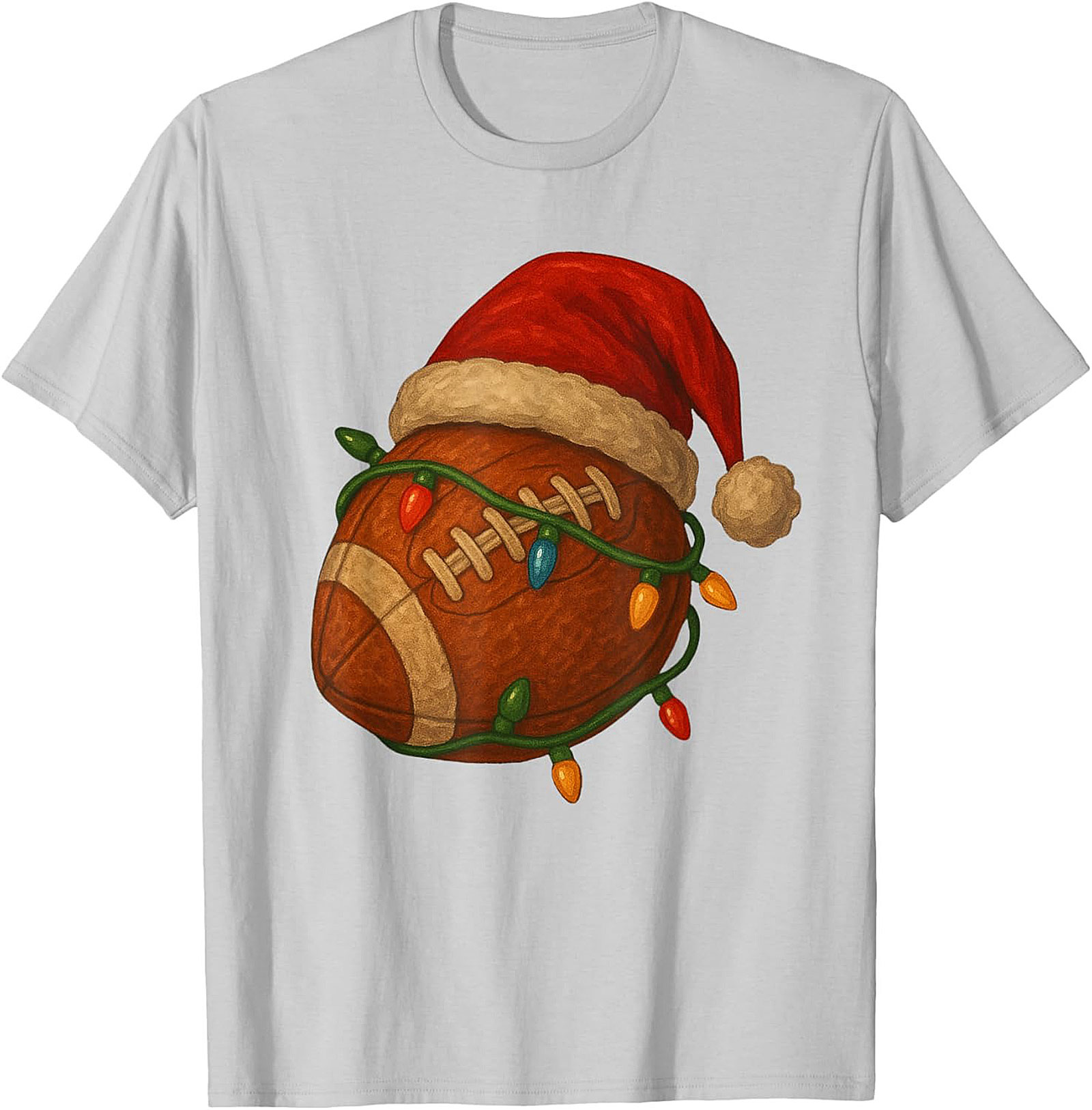 Funny Christmas Football Graphic Tee Santa Sports Shirt