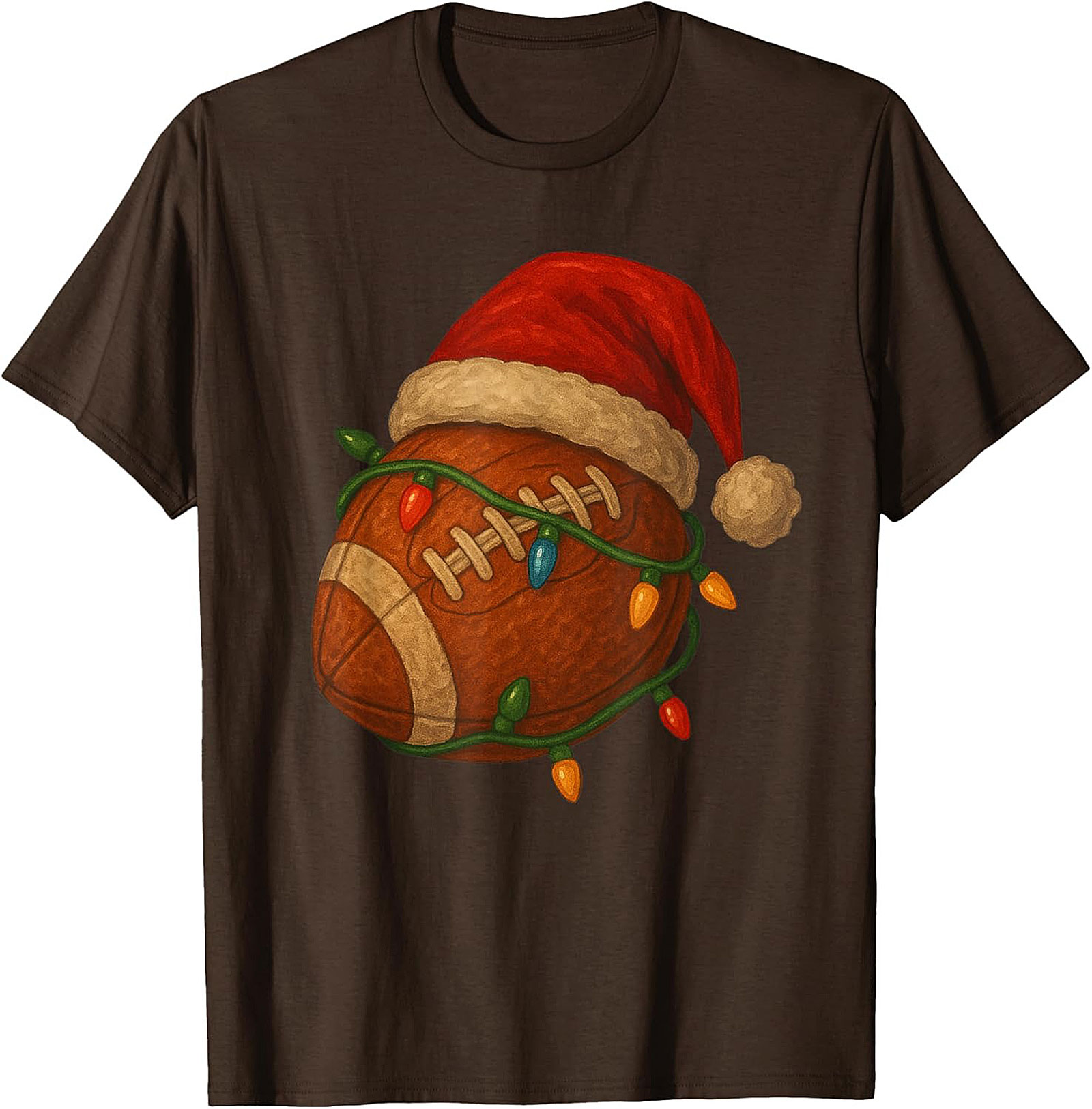 Funny Christmas Football Graphic Tee Santa Sports Shirt