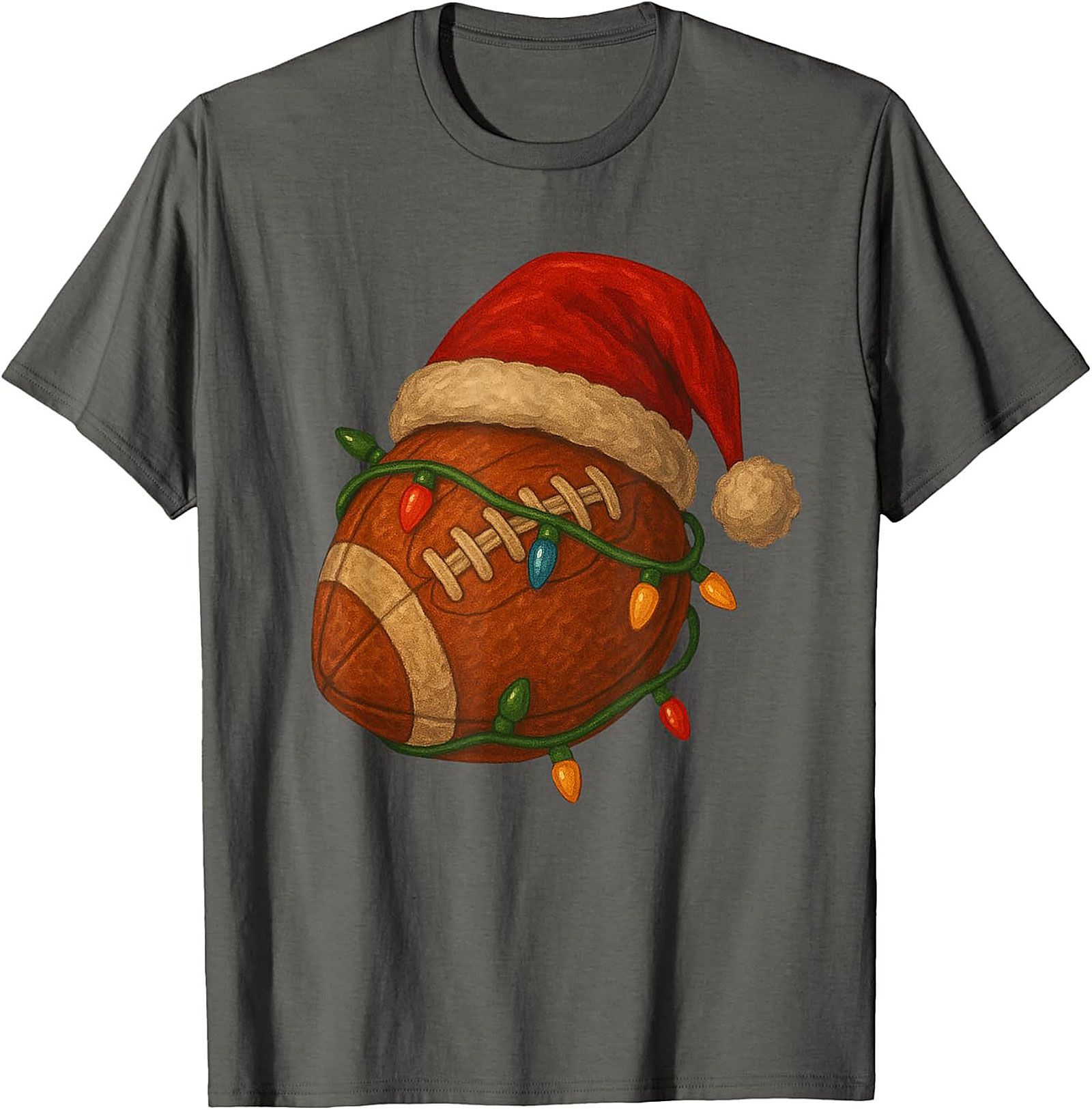 Funny Christmas Football Graphic Tee Santa Sports Shirt