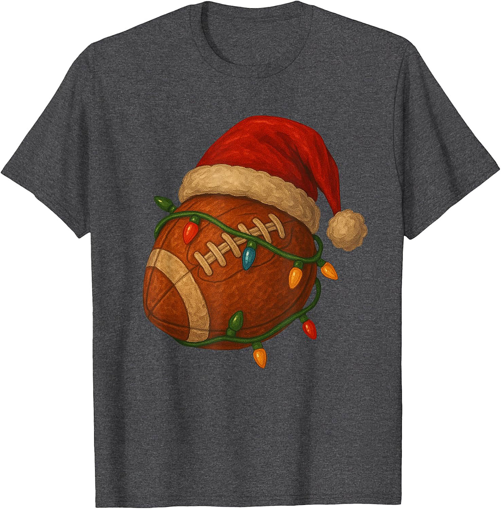Funny Christmas Football Graphic Tee Santa Sports Shirt