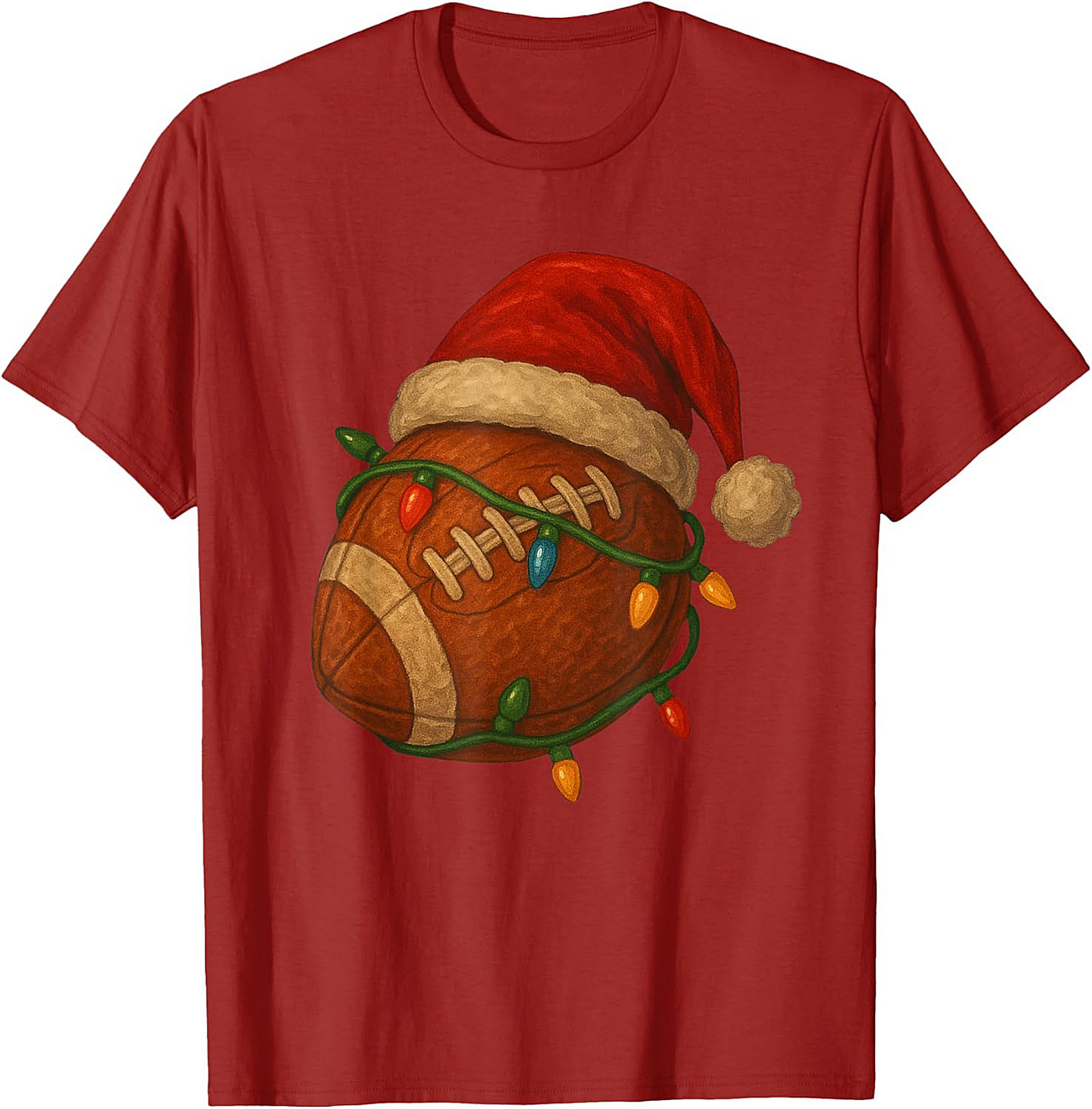 Funny Christmas Football Graphic Tee Santa Sports Shirt