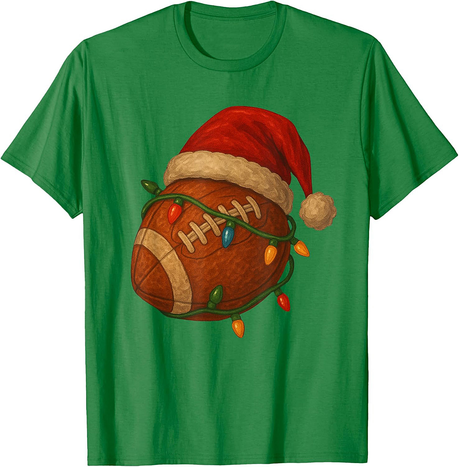 Funny Christmas Football Graphic Tee Santa Sports Shirt