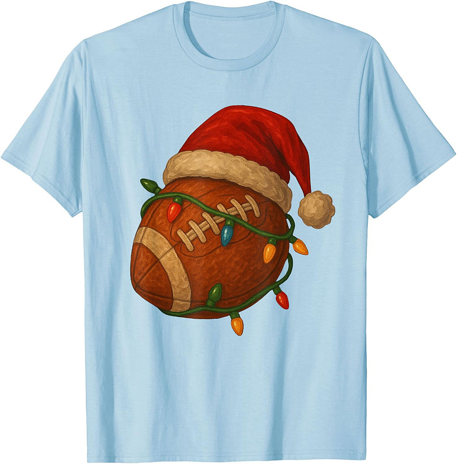 Funny Christmas Football Graphic Tee Santa Sports Shirt
