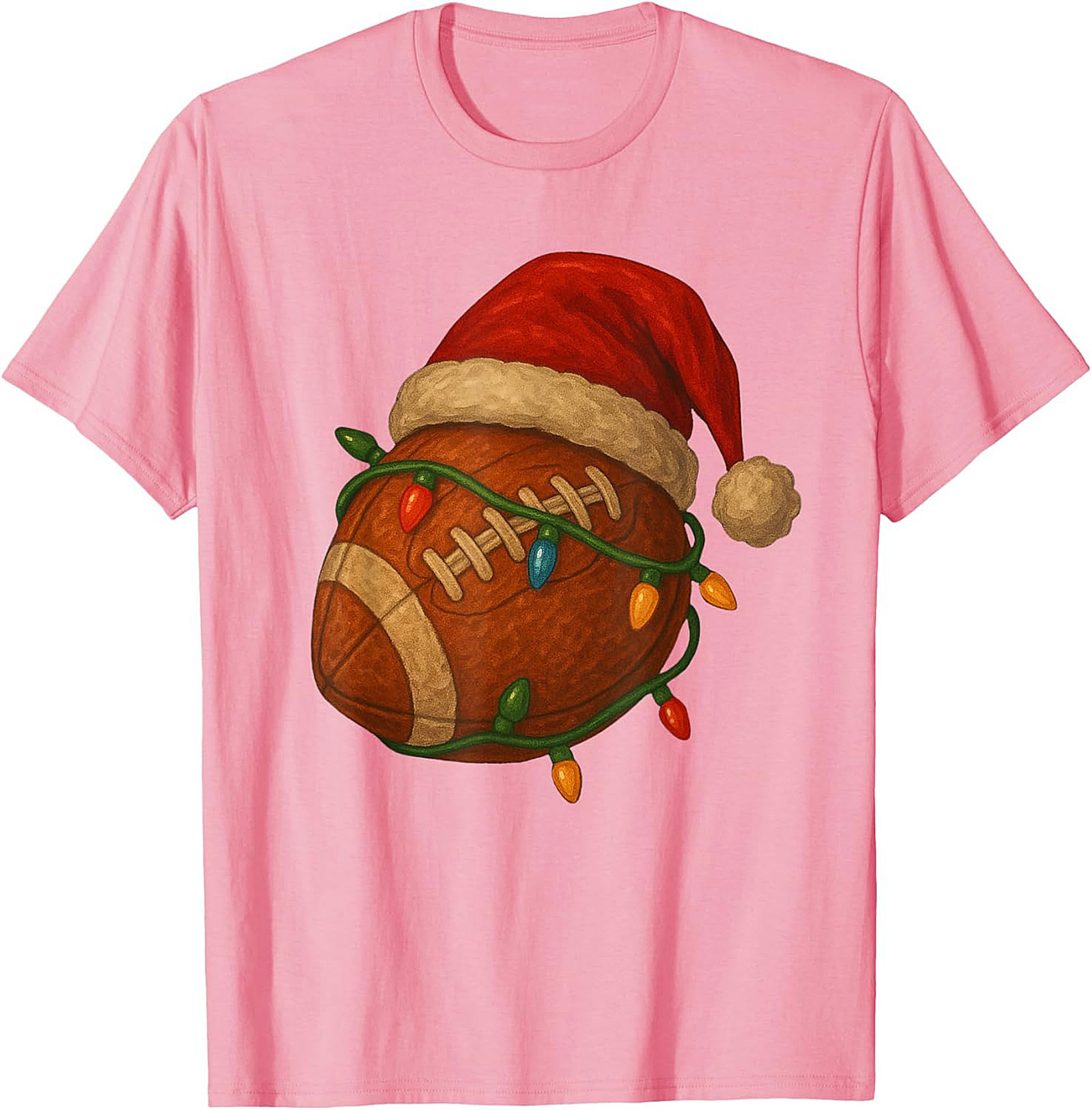 Funny Christmas Football Graphic Tee Santa Sports Shirt