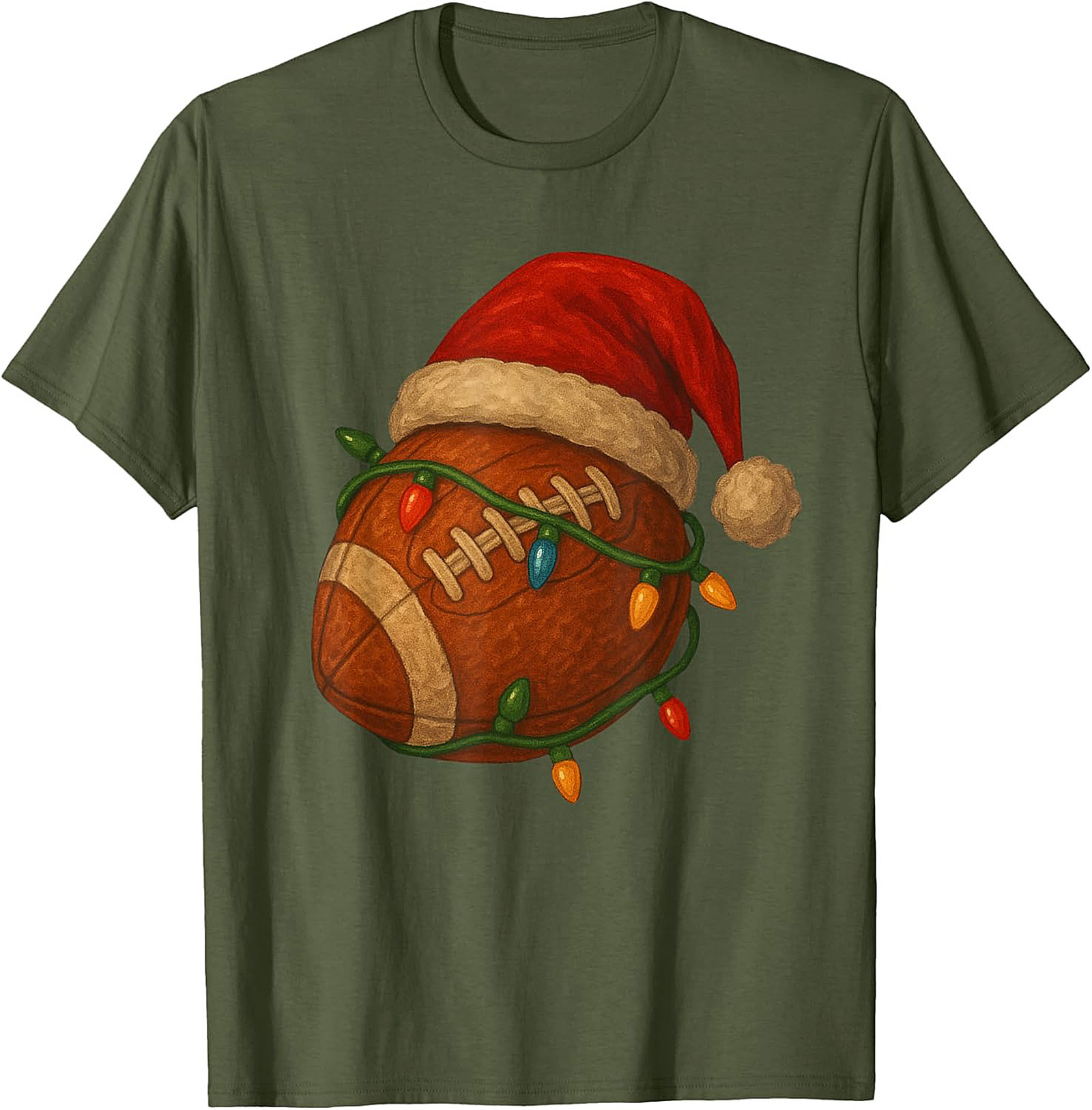 Funny Christmas Football Graphic Tee Santa Sports Shirt
