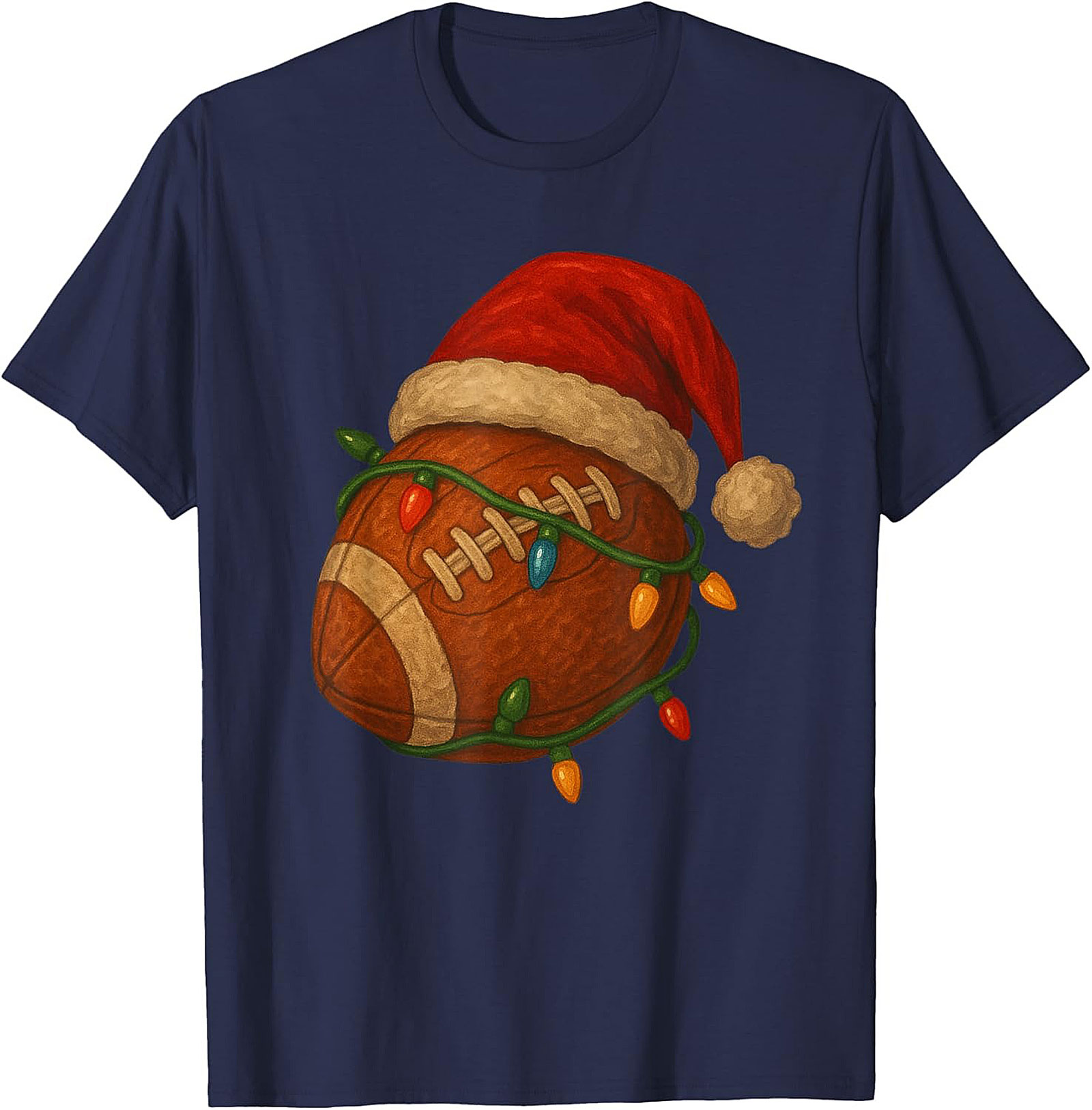 Funny Christmas Football Graphic Tee Santa Sports Shirt