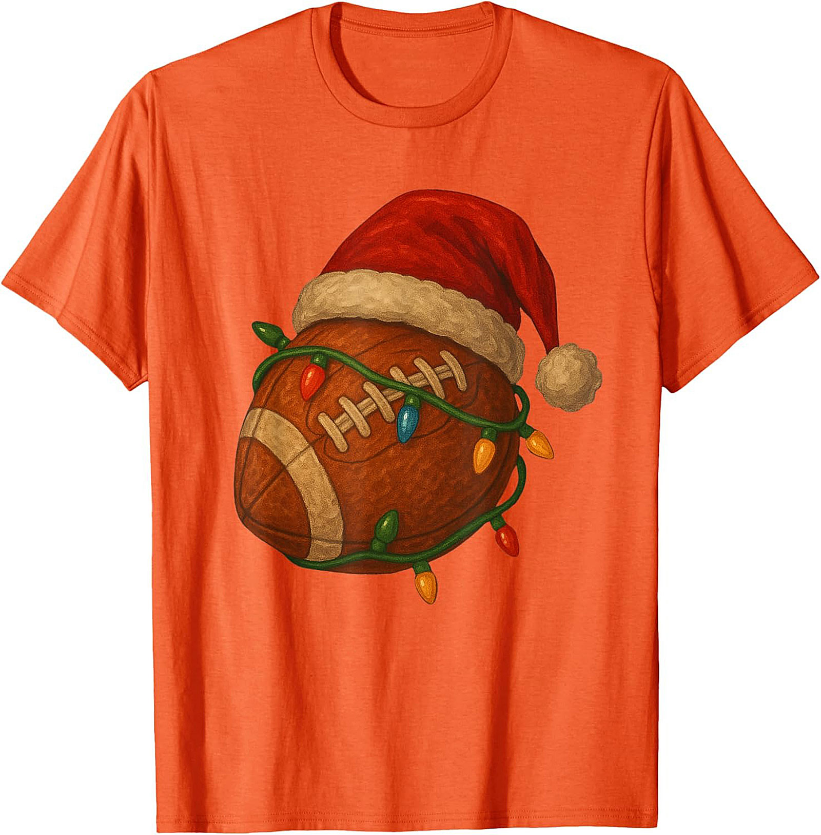 Funny Christmas Football Graphic Tee Santa Sports Shirt