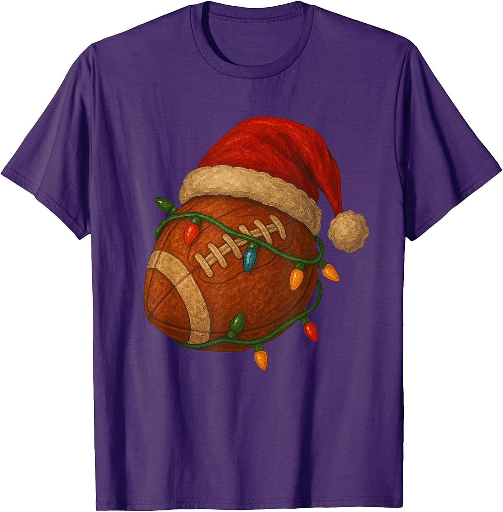 Funny Christmas Football Graphic Tee Santa Sports Shirt