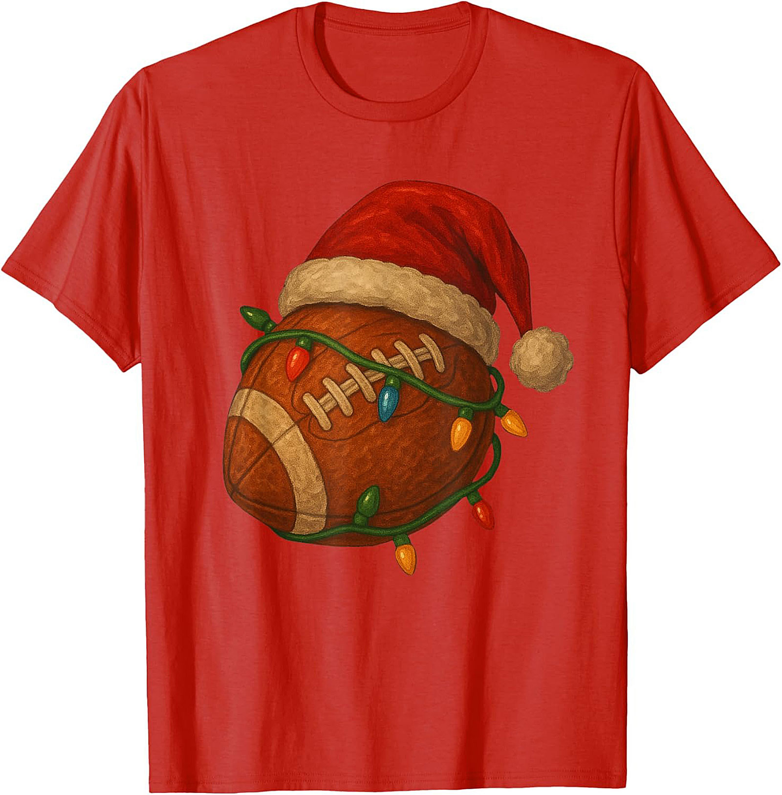 Funny Christmas Football Graphic Tee Santa Sports Shirt
