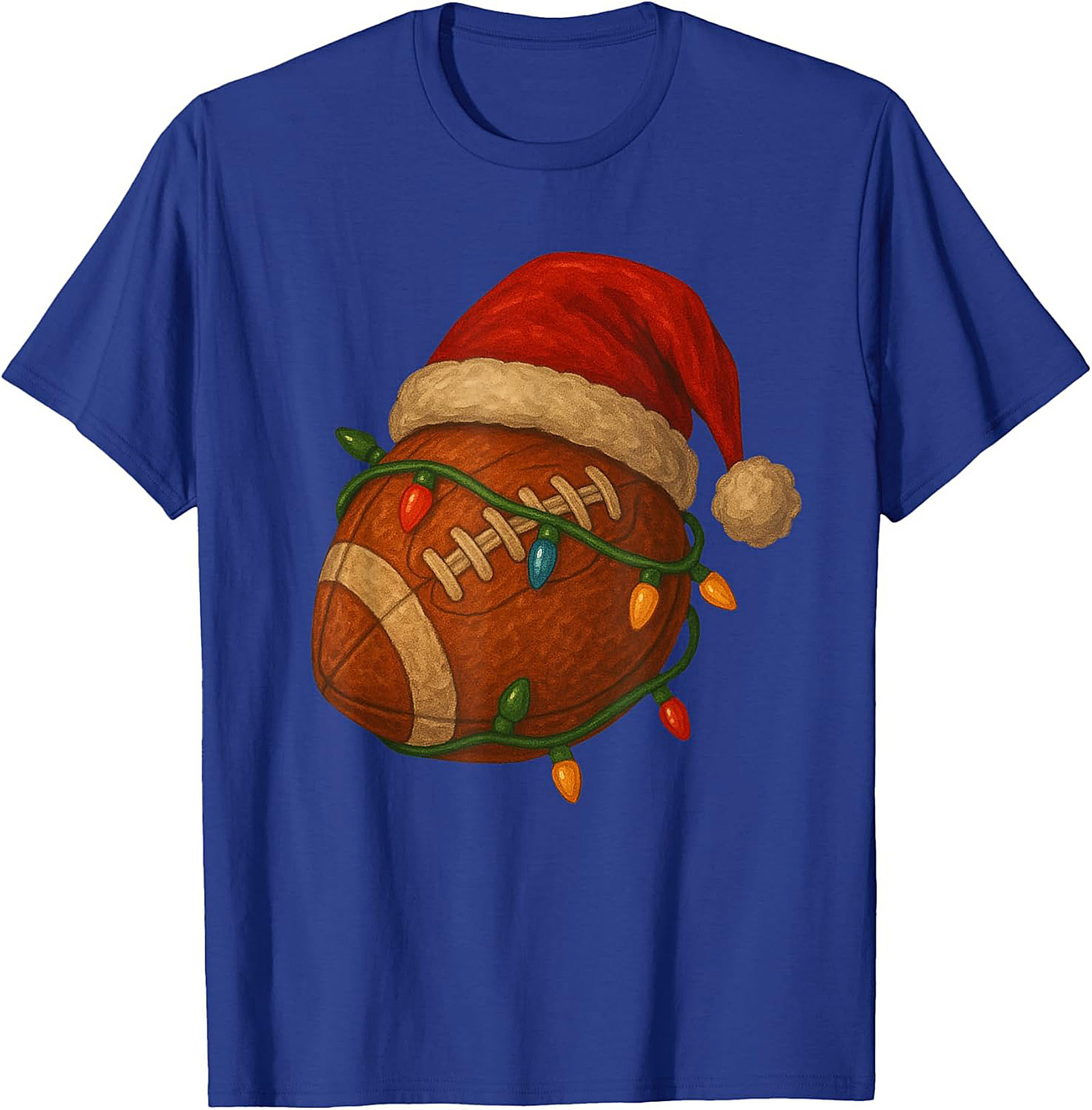 Funny Christmas Football Graphic Tee Santa Sports Shirt