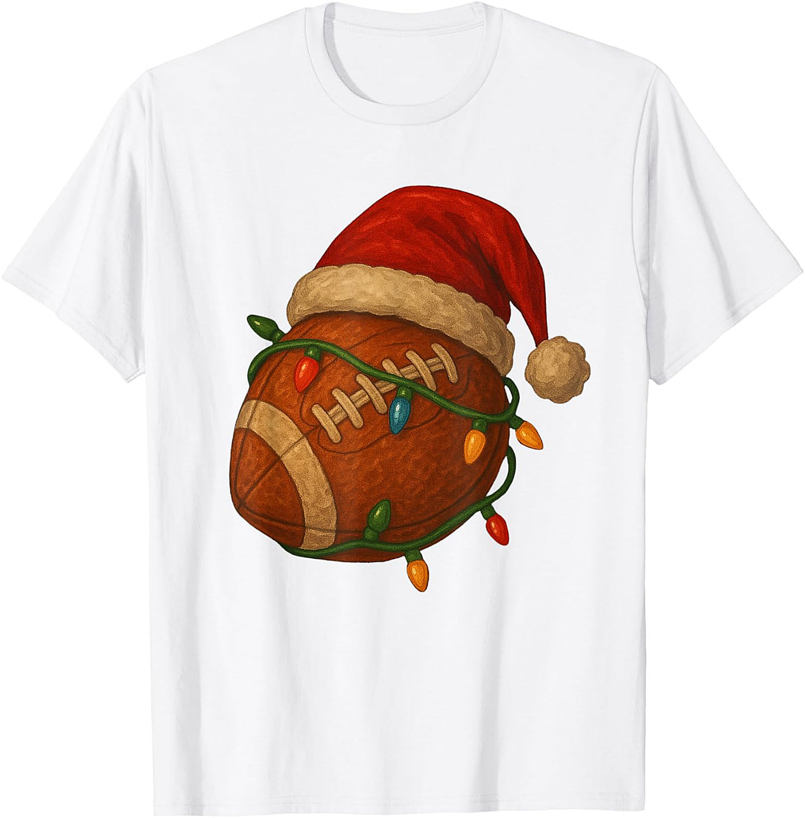 Funny Christmas Football Graphic Tee Santa Sports Shirt