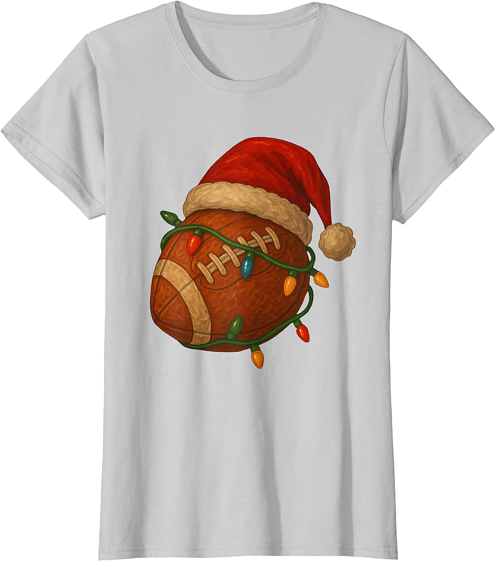 Funny Christmas Football Graphic Tee Santa Sports Shirt
