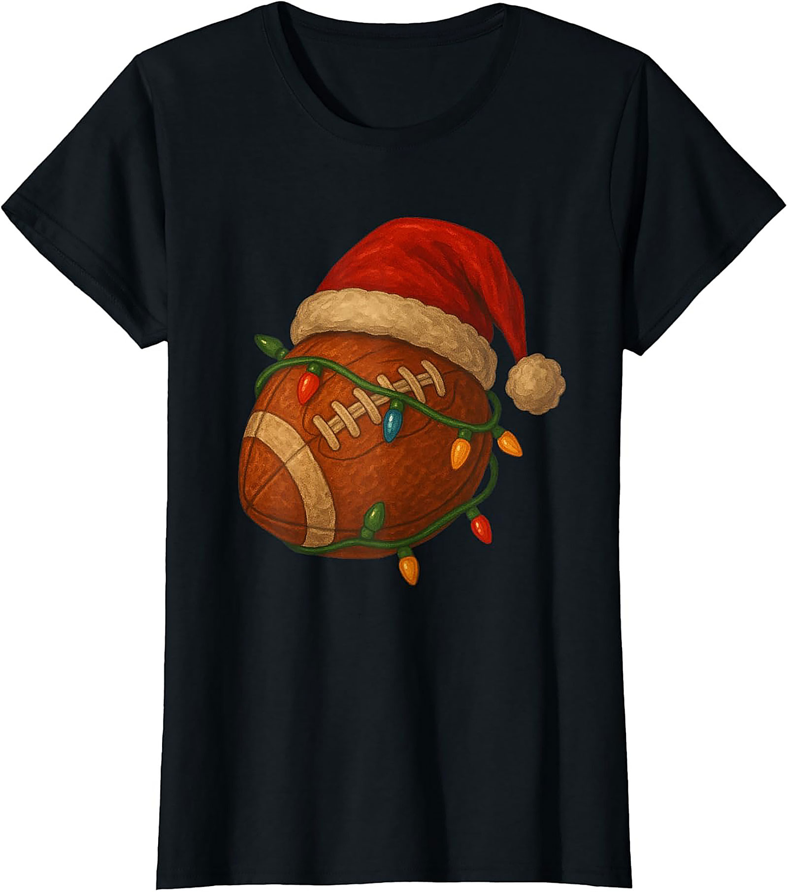 Funny Christmas Football Graphic Tee Santa Sports Shirt
