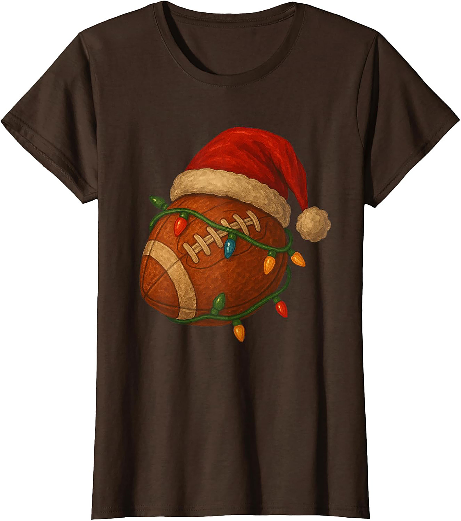 Funny Christmas Football Graphic Tee Santa Sports Shirt