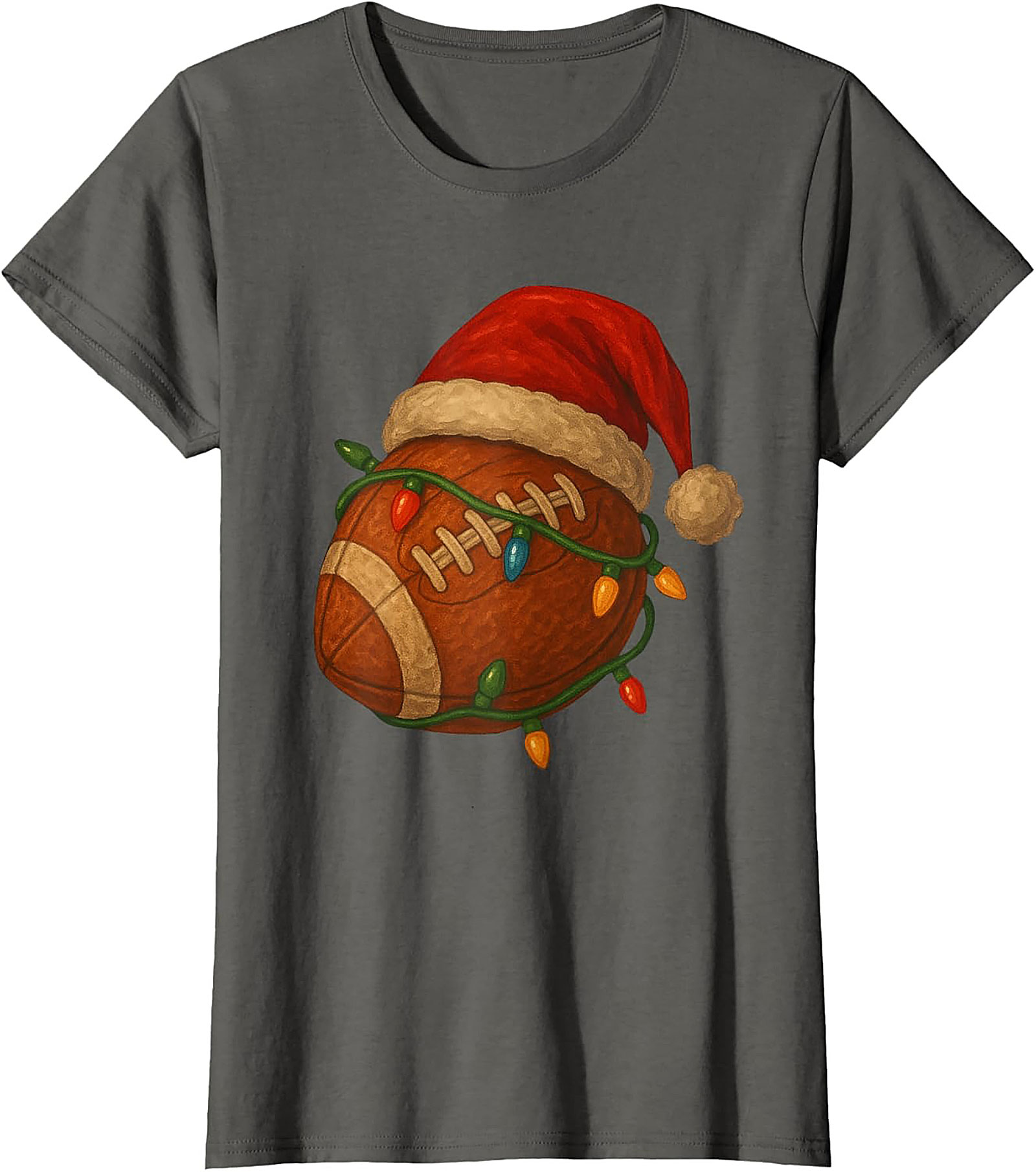 Funny Christmas Football Graphic Tee Santa Sports Shirt
