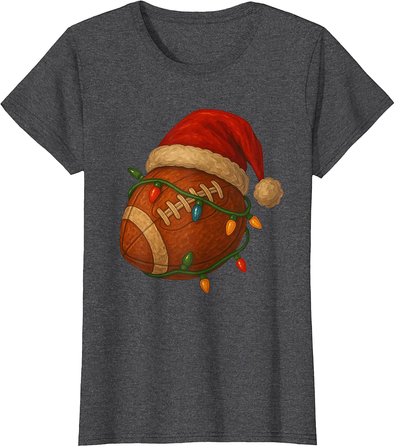 Funny Christmas Football Graphic Tee Santa Sports Shirt