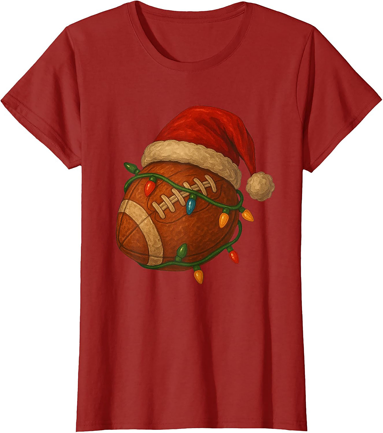 Funny Christmas Football Graphic Tee Santa Sports Shirt