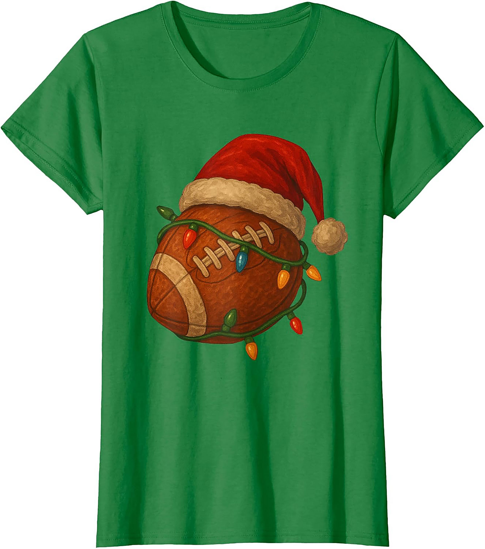 Funny Christmas Football Graphic Tee Santa Sports Shirt