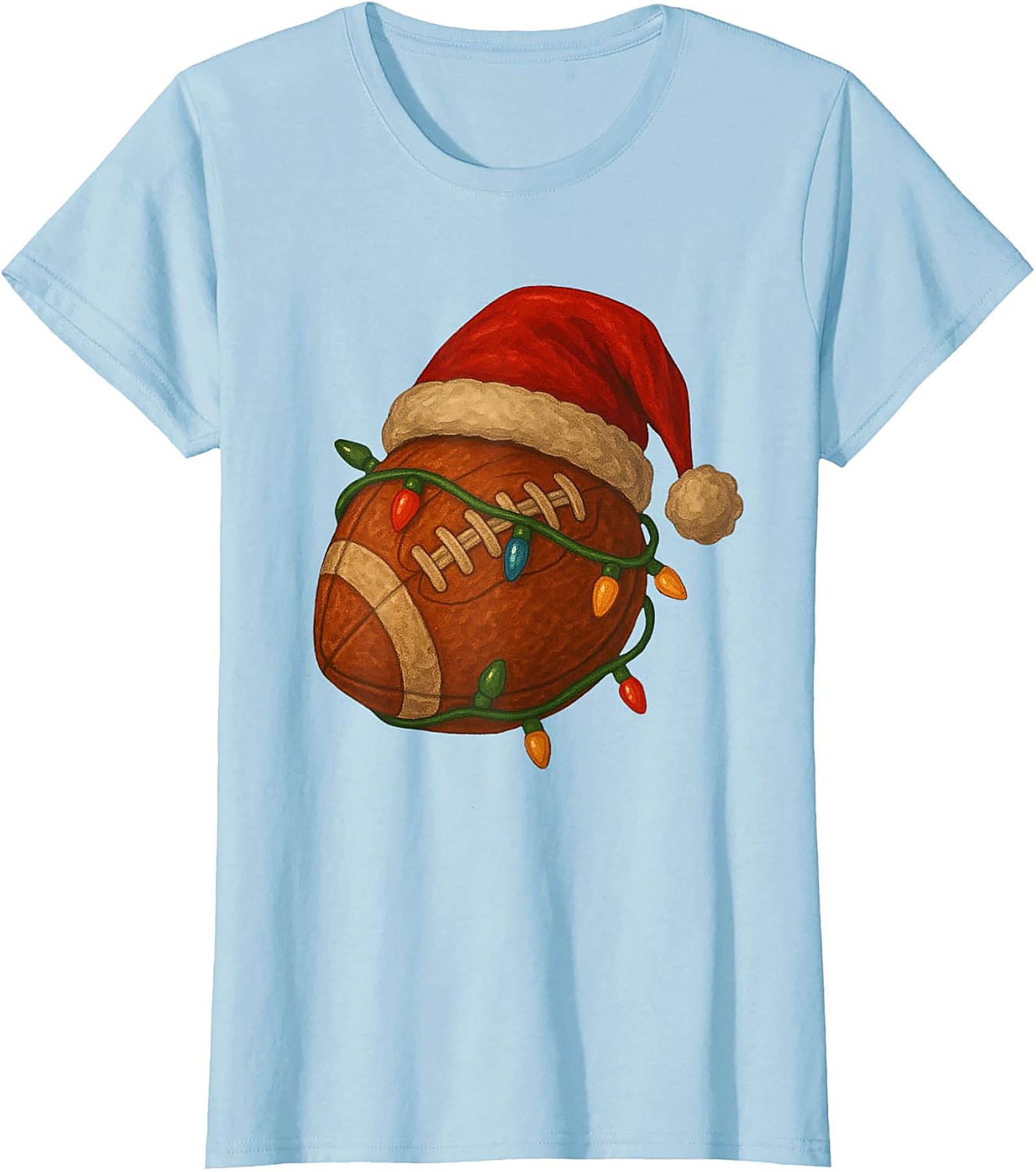 Funny Christmas Football Graphic Tee Santa Sports Shirt