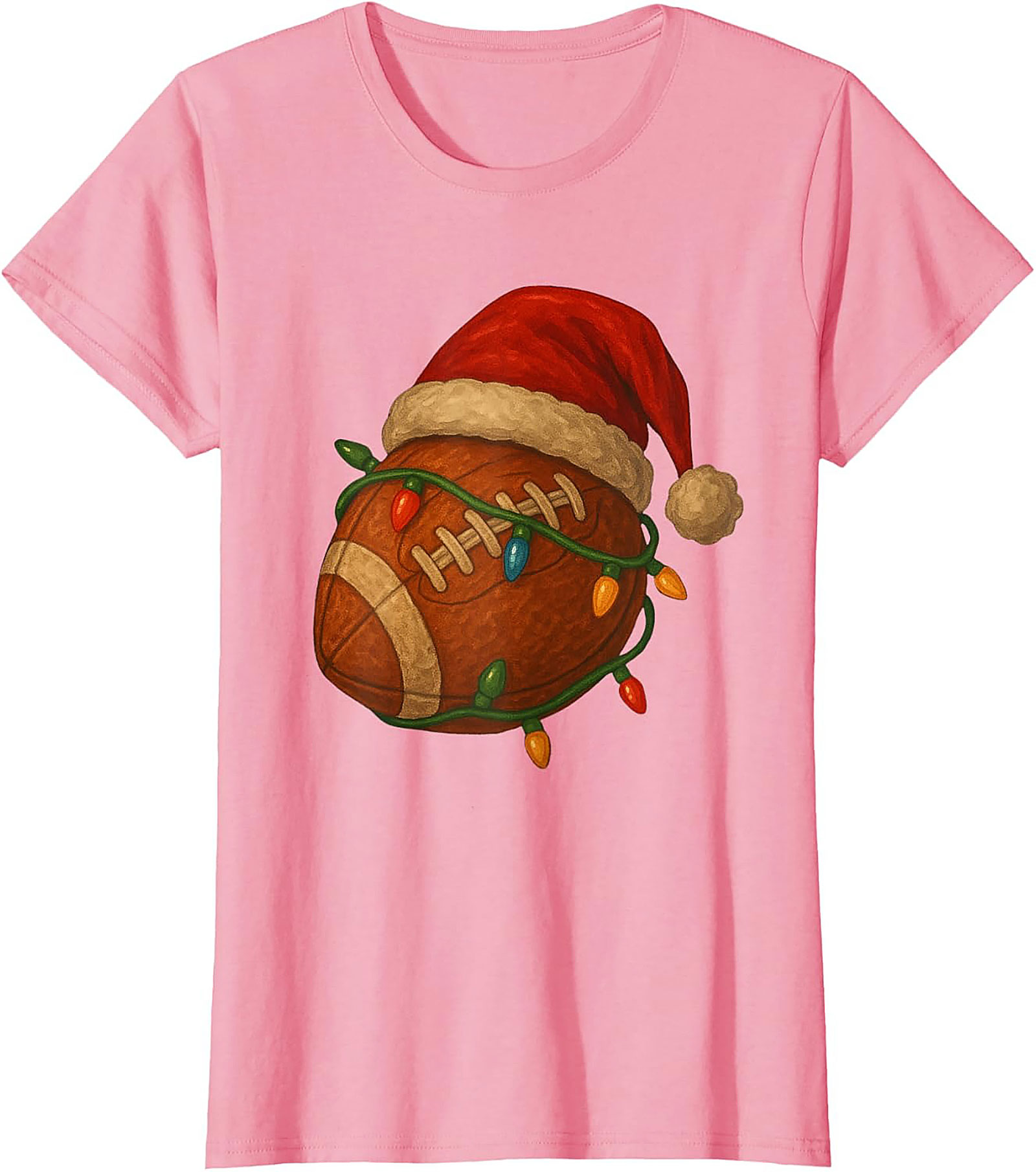Funny Christmas Football Graphic Tee Santa Sports Shirt