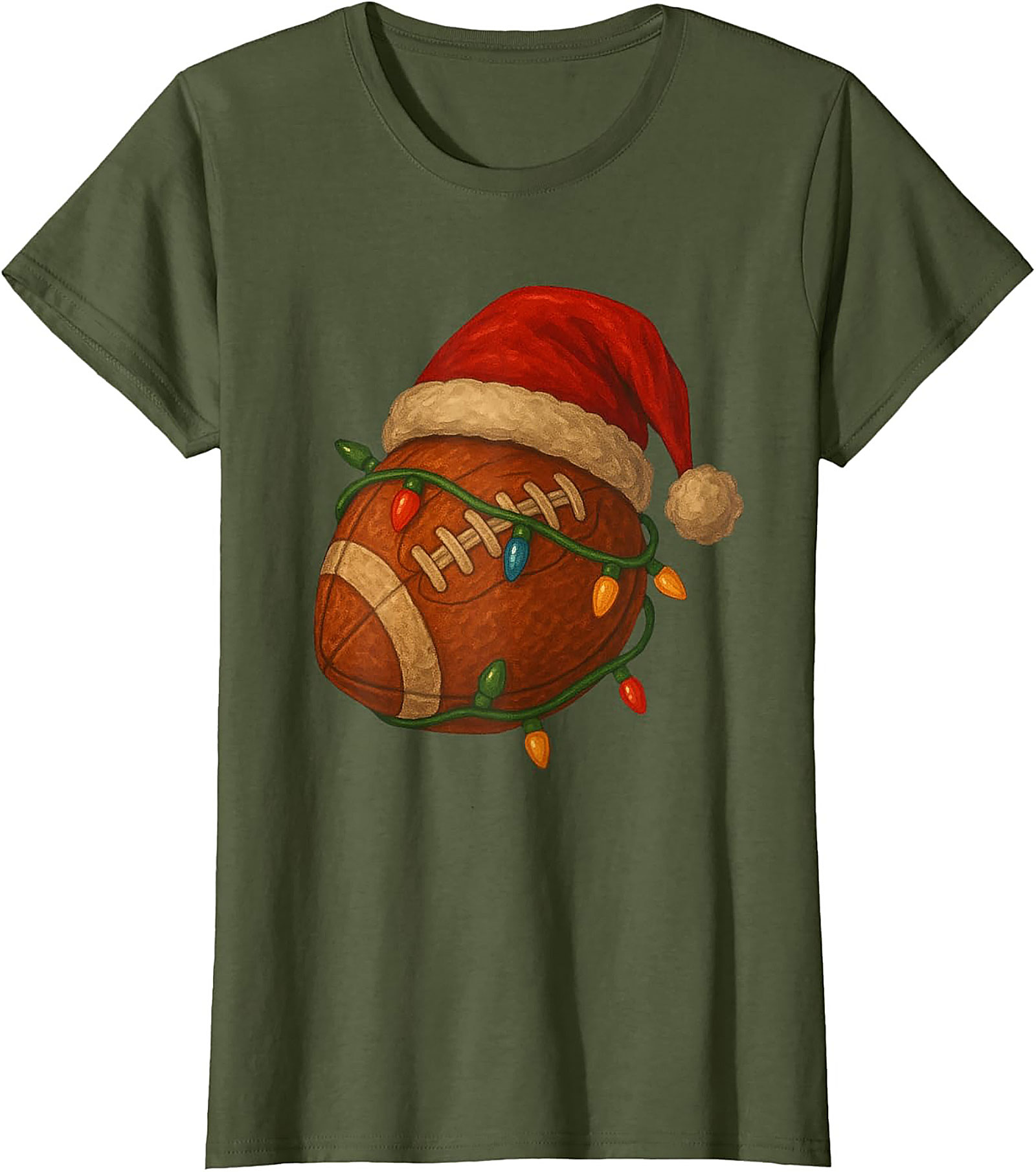 Funny Christmas Football Graphic Tee Santa Sports Shirt