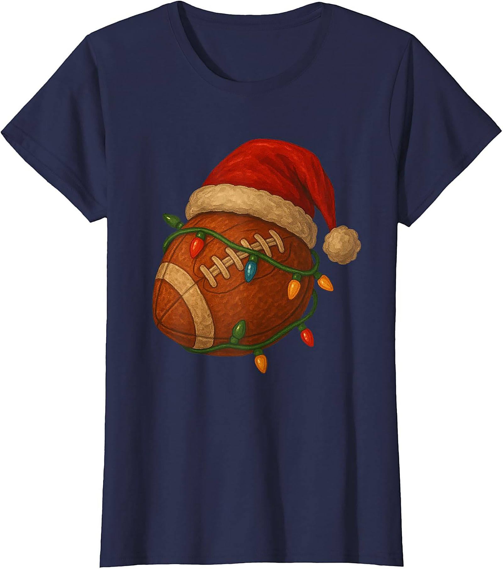 Funny Christmas Football Graphic Tee Santa Sports Shirt