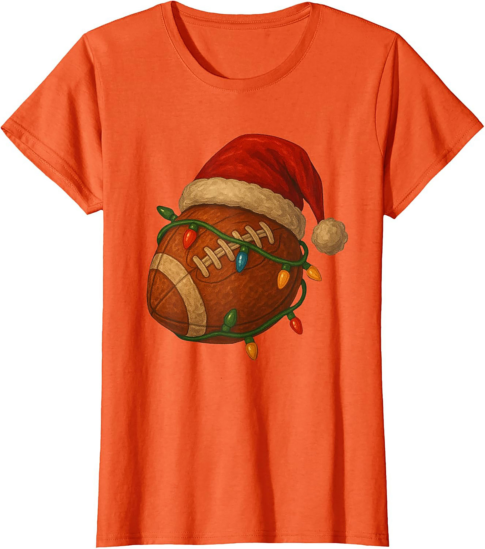 Funny Christmas Football Graphic Tee Santa Sports Shirt