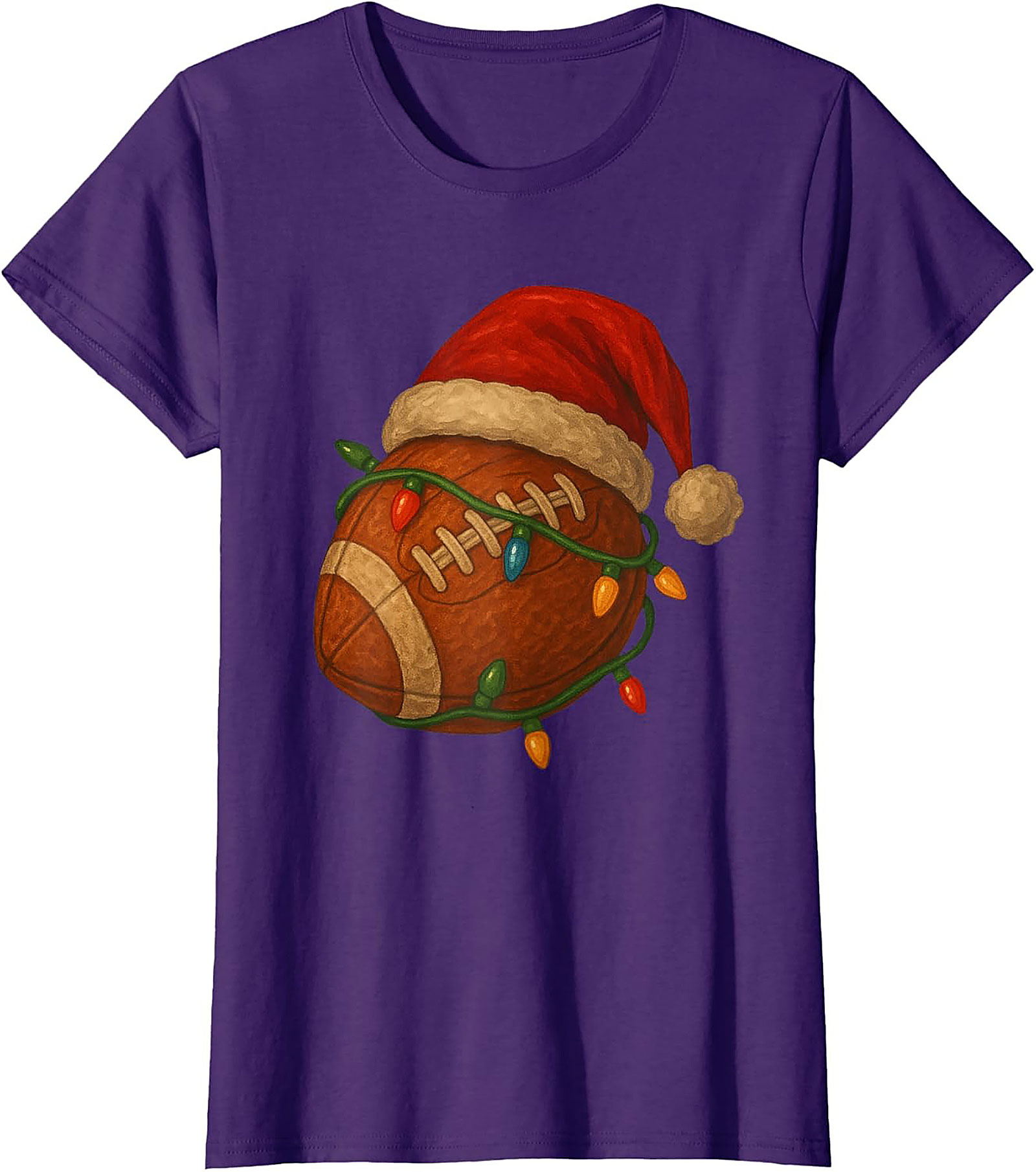 Funny Christmas Football Graphic Tee Santa Sports Shirt
