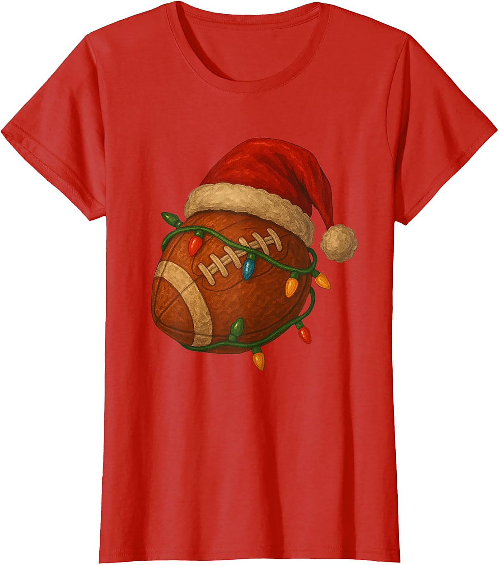 Funny Christmas Football Graphic Tee Santa Sports Shirt
