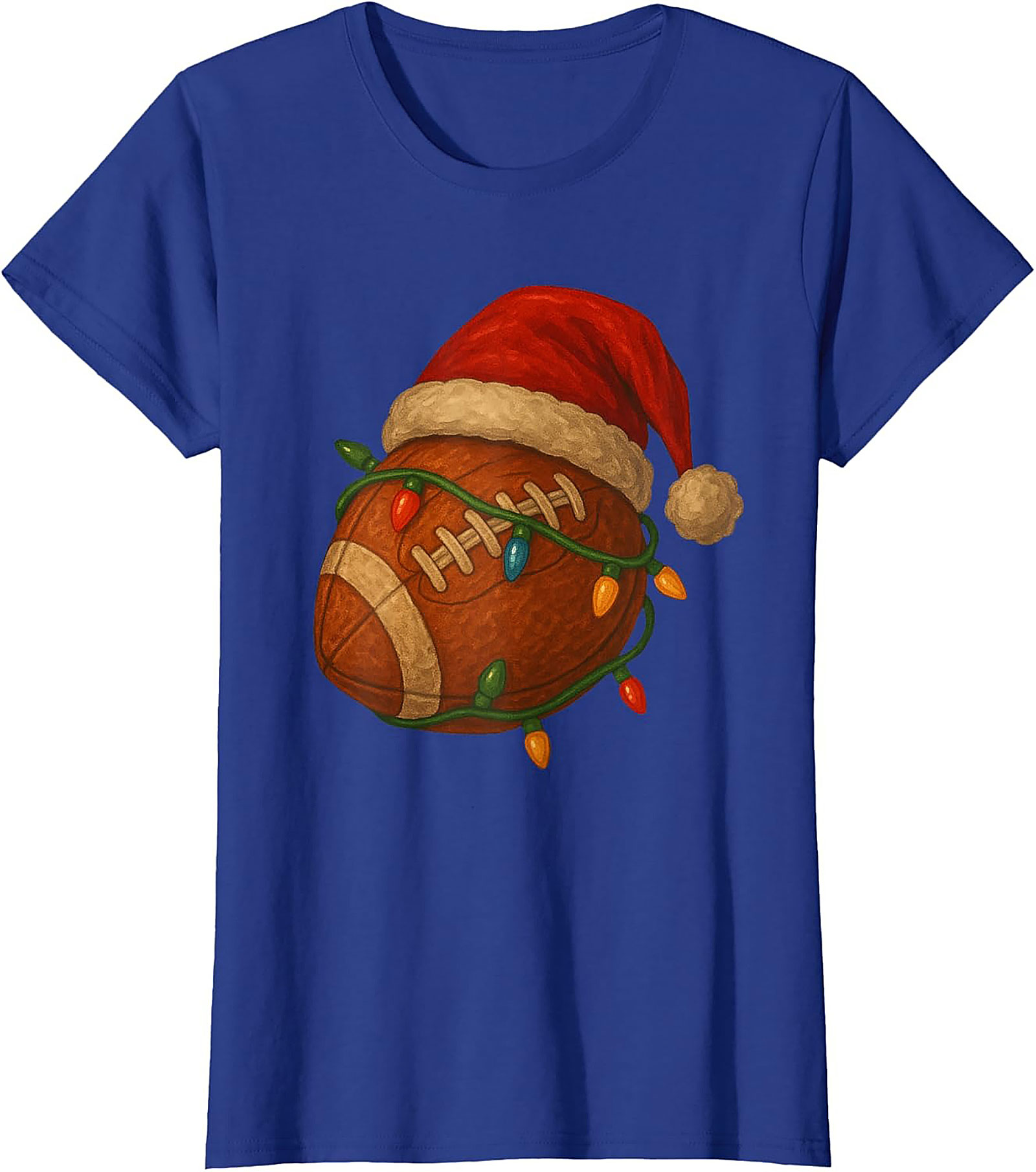 Funny Christmas Football Graphic Tee Santa Sports Shirt