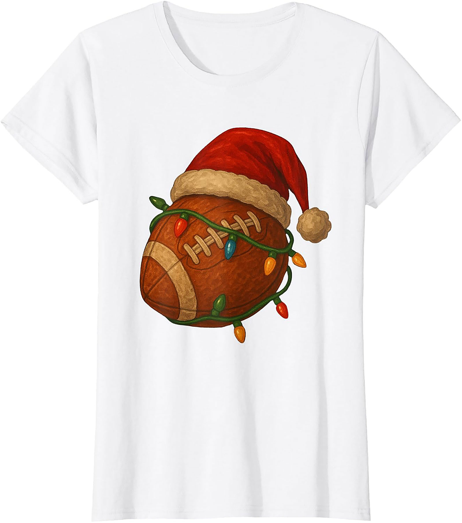 Funny Christmas Football Graphic Tee Santa Sports Shirt