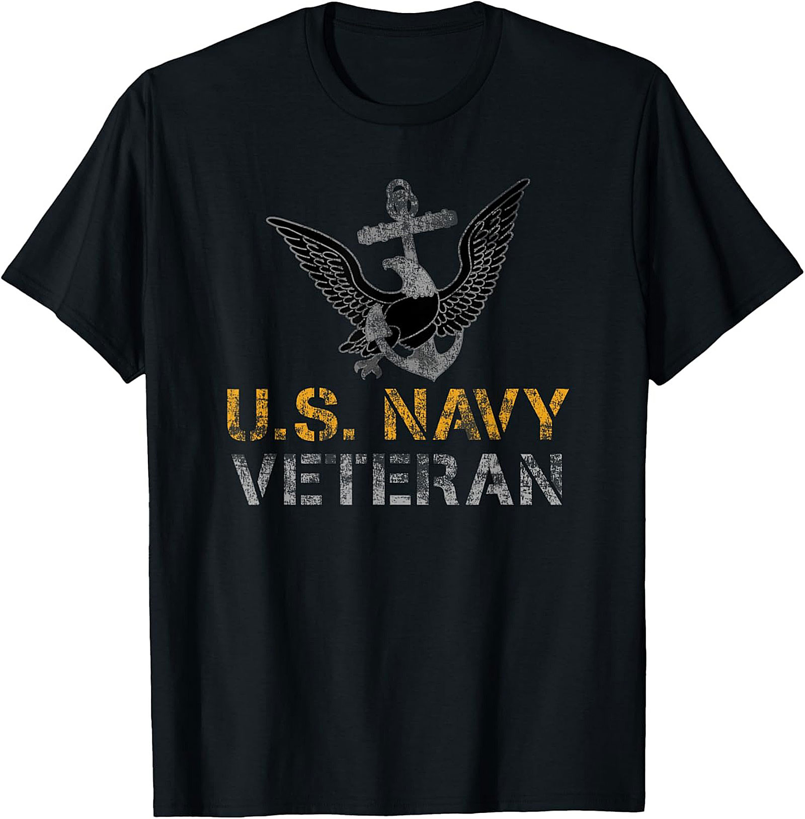 Navy Veteran Graphic Tee | Distressed Anchor Eagle Shirt