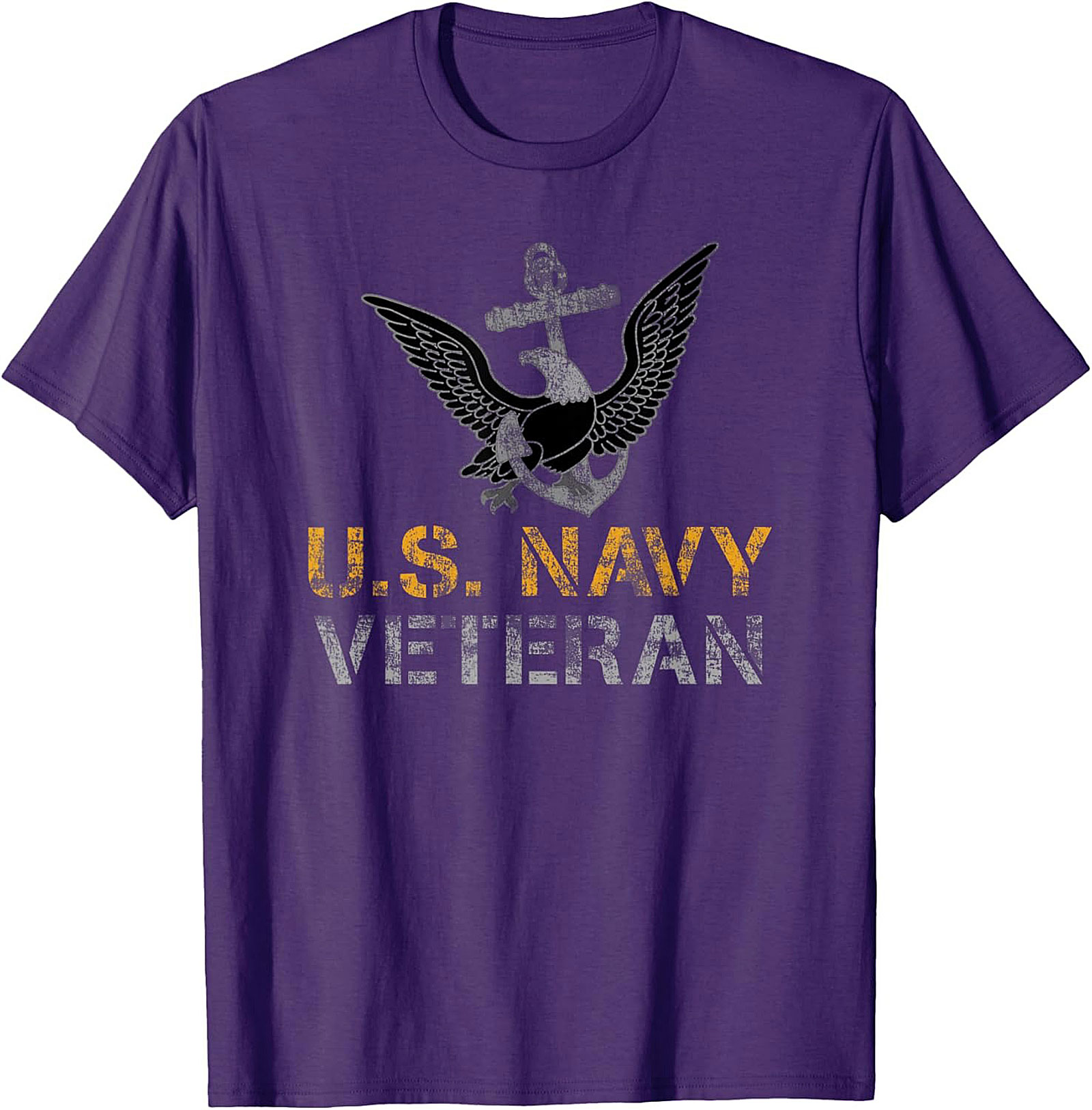 Navy Veteran Graphic Tee | Distressed Anchor Eagle Shirt