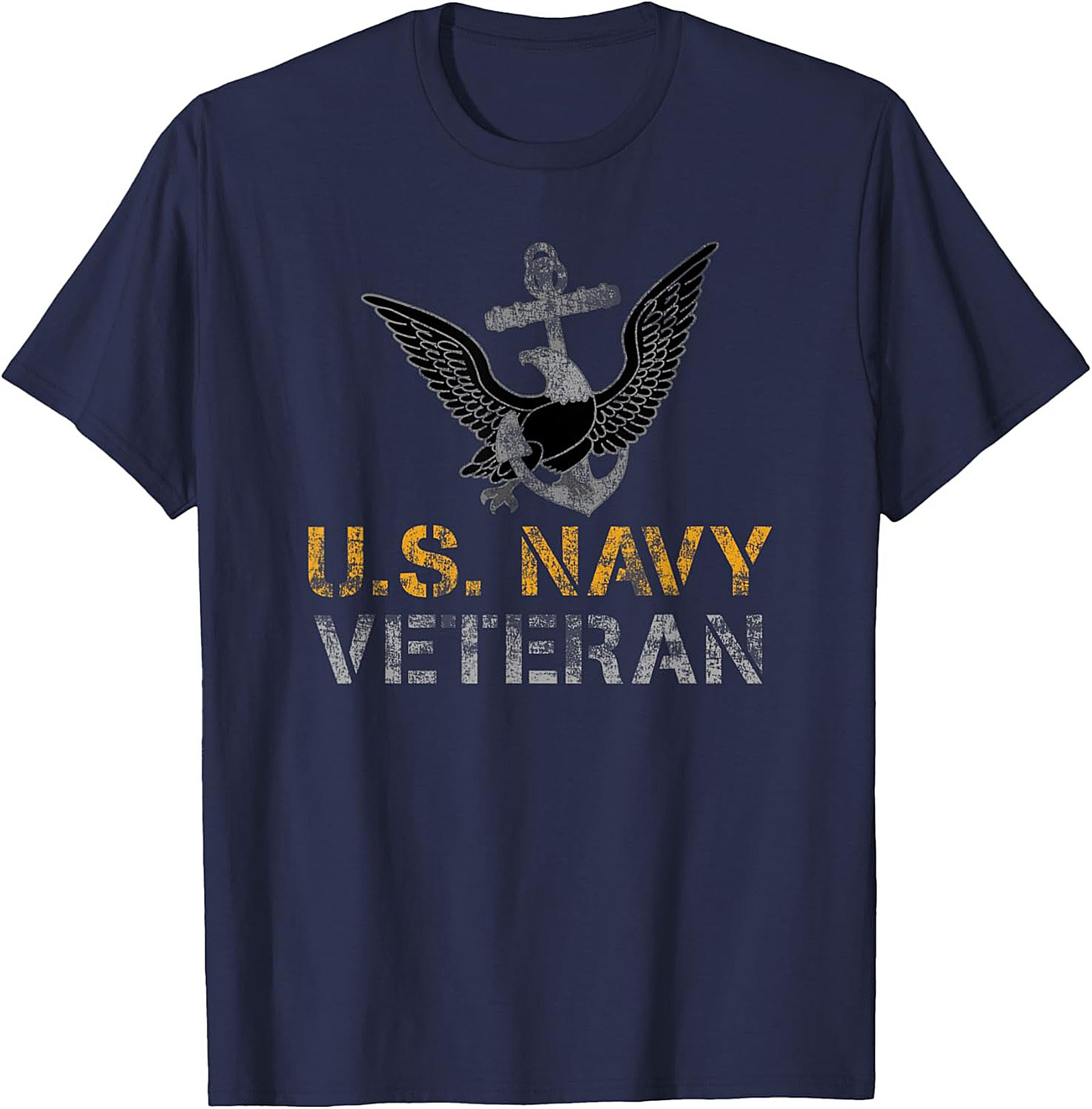 Navy Veteran Graphic Tee | Distressed Anchor Eagle Shirt