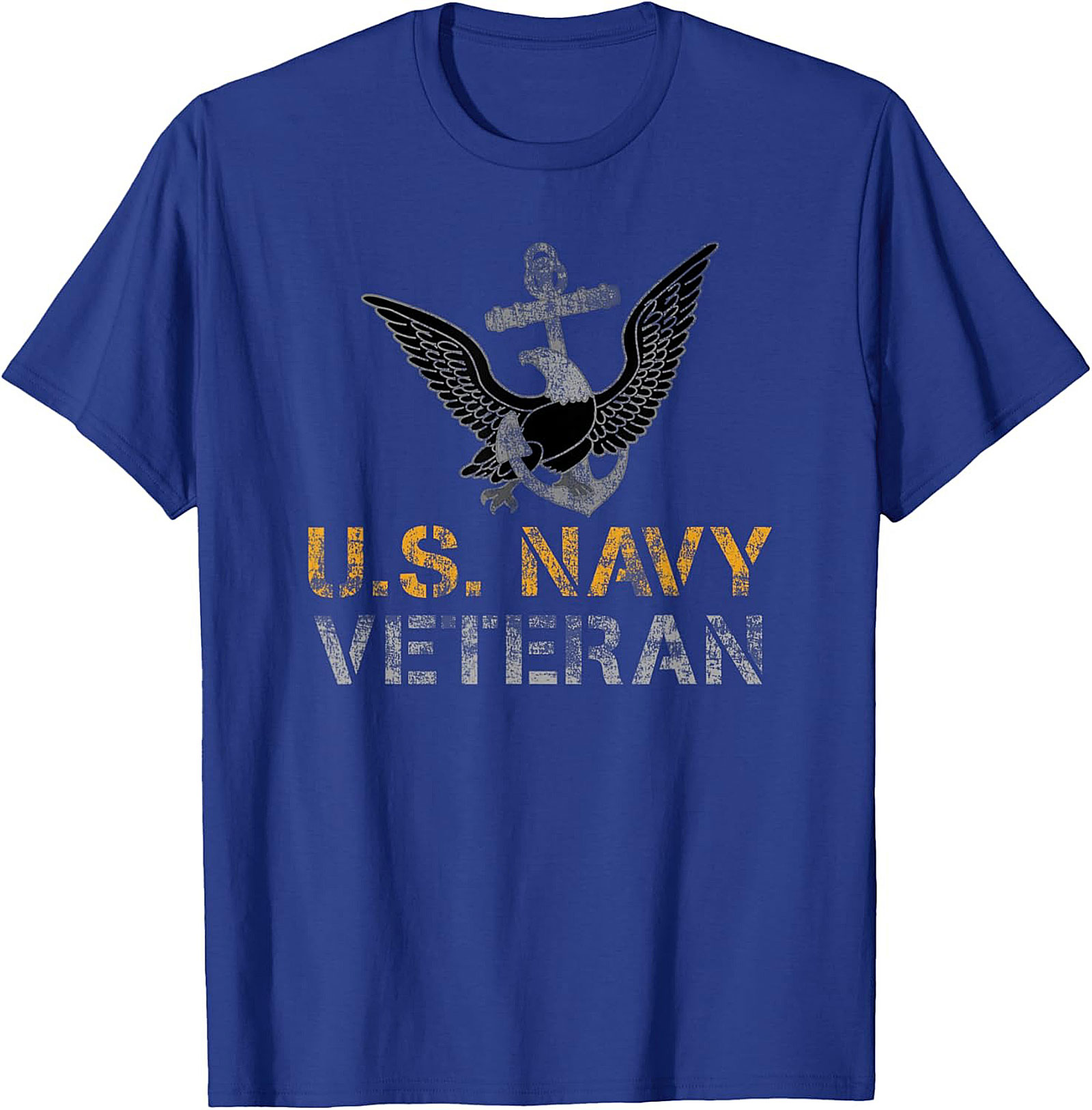 Navy Veteran Graphic Tee | Distressed Anchor Eagle Shirt