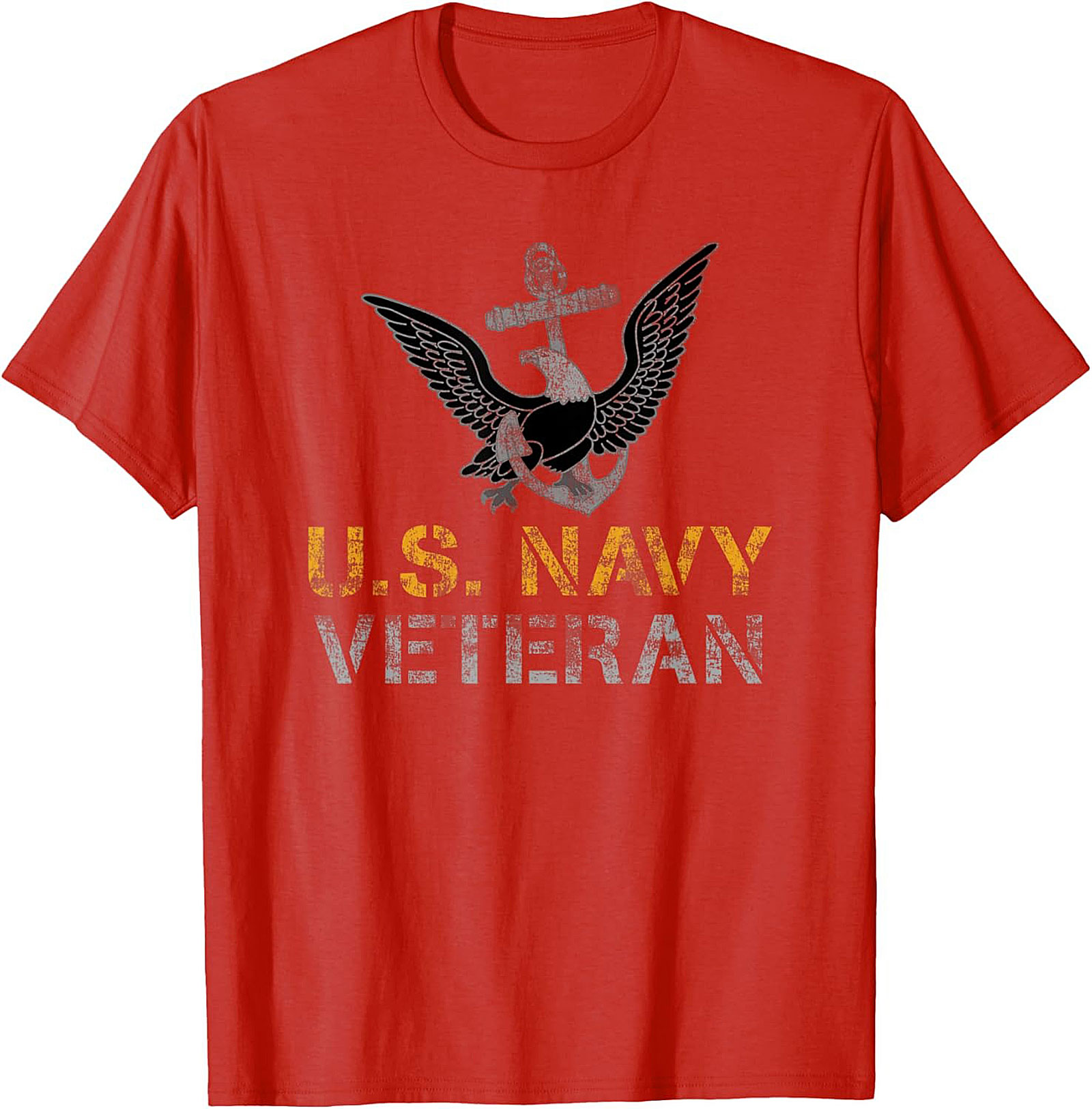 Navy Veteran Graphic Tee | Distressed Anchor Eagle Shirt