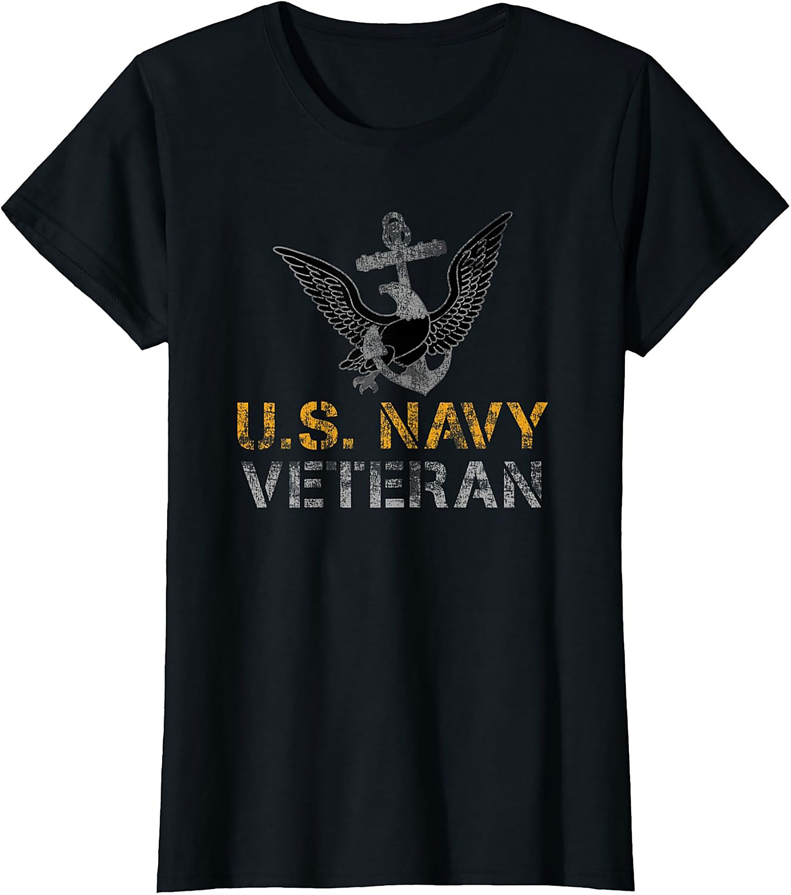 Navy Veteran Graphic Tee | Distressed Anchor Eagle Shirt