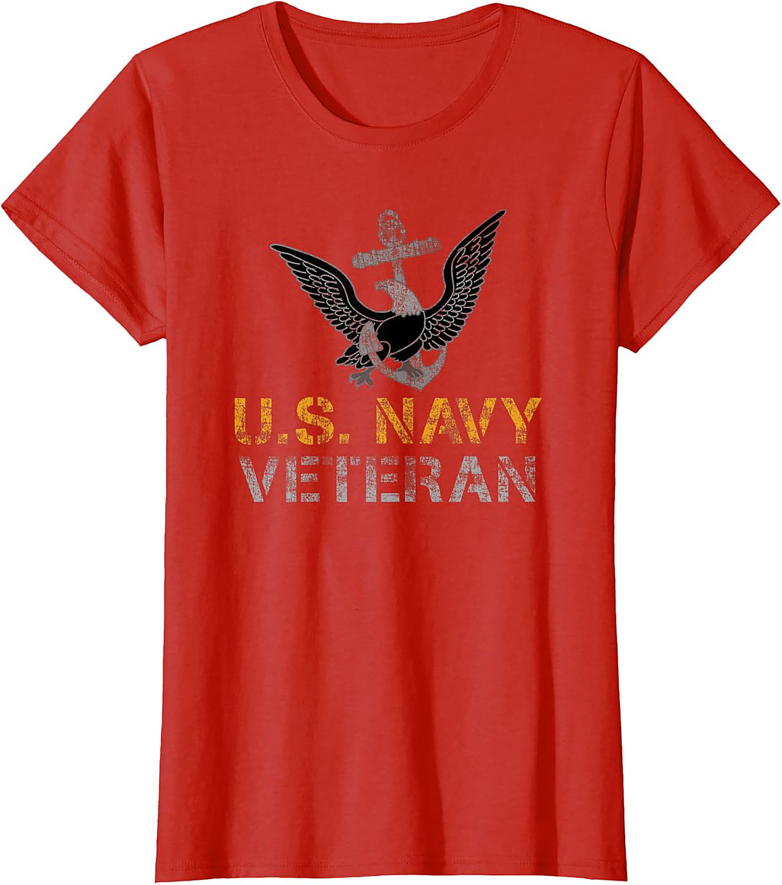Navy Veteran Graphic Tee | Distressed Anchor Eagle Shirt