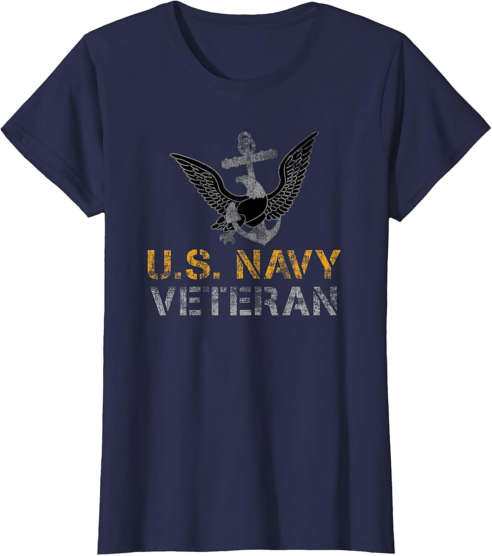 Navy Veteran Graphic Tee | Distressed Anchor Eagle Shirt