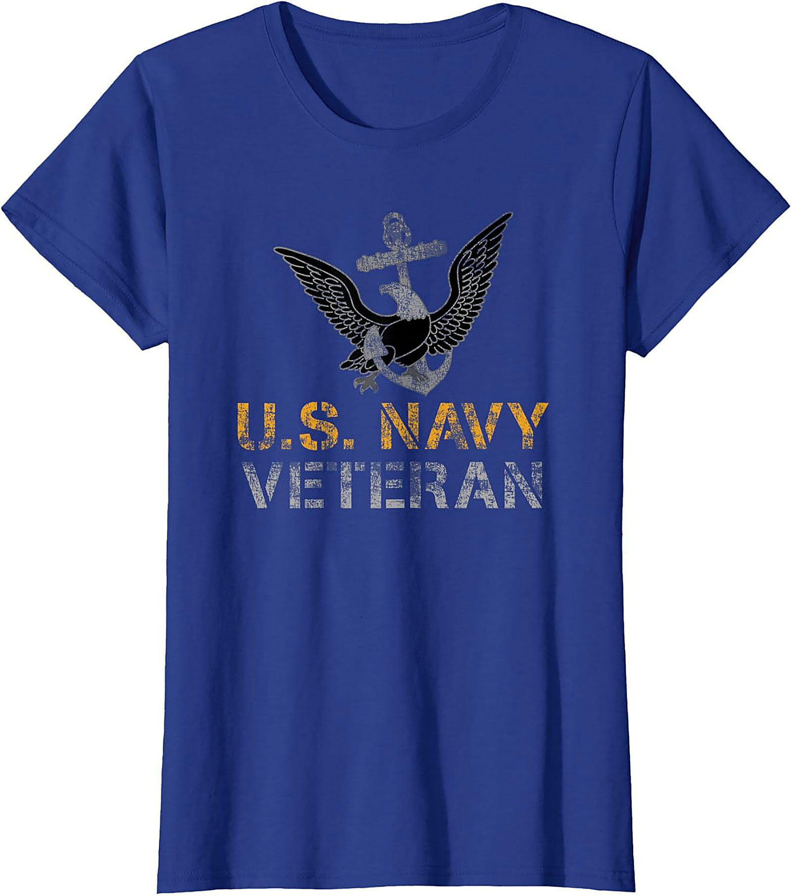 Navy Veteran Graphic Tee | Distressed Anchor Eagle Shirt