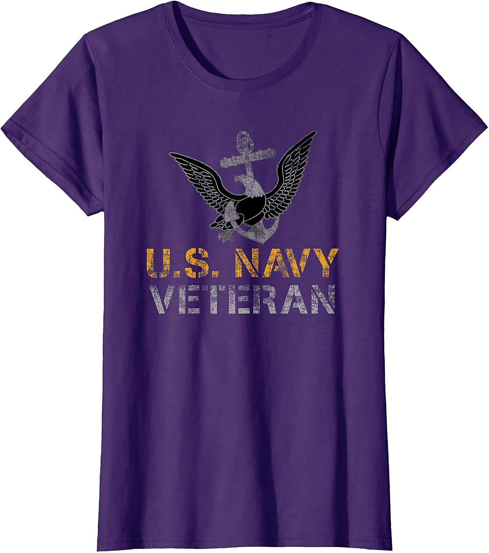 Navy Veteran Graphic Tee | Distressed Anchor Eagle Shirt