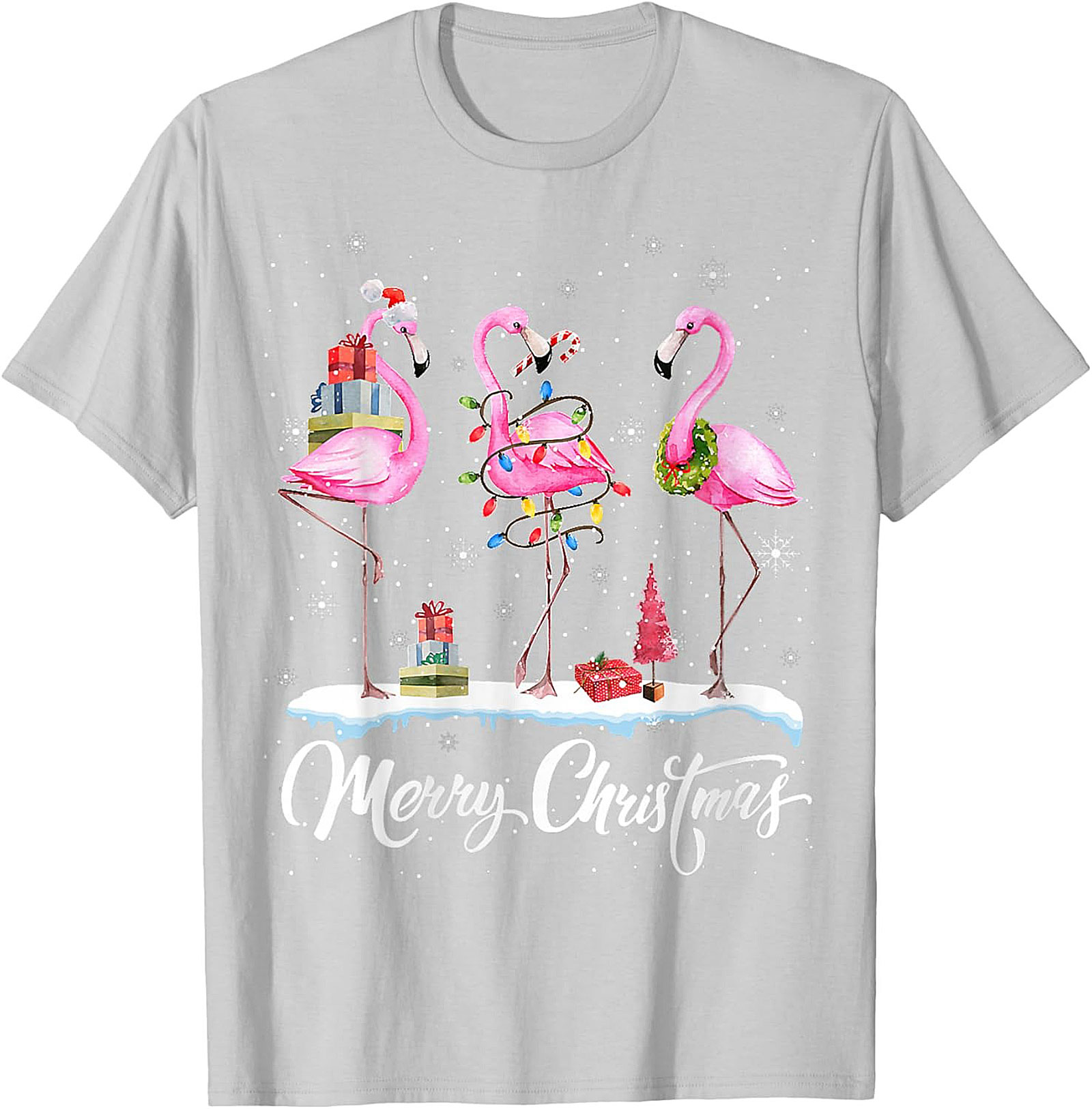 Funny Flamingo Christmas T-Shirt Holiday Graphic Tee