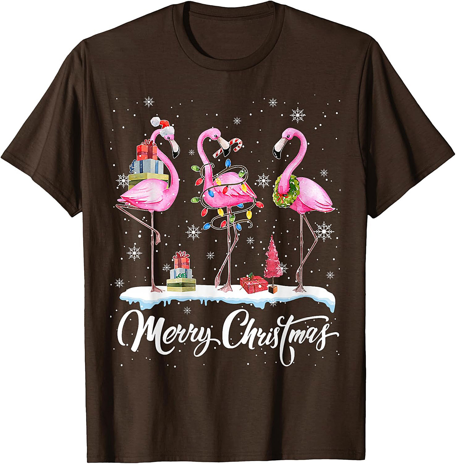 Funny Flamingo Christmas T-Shirt Holiday Graphic Tee