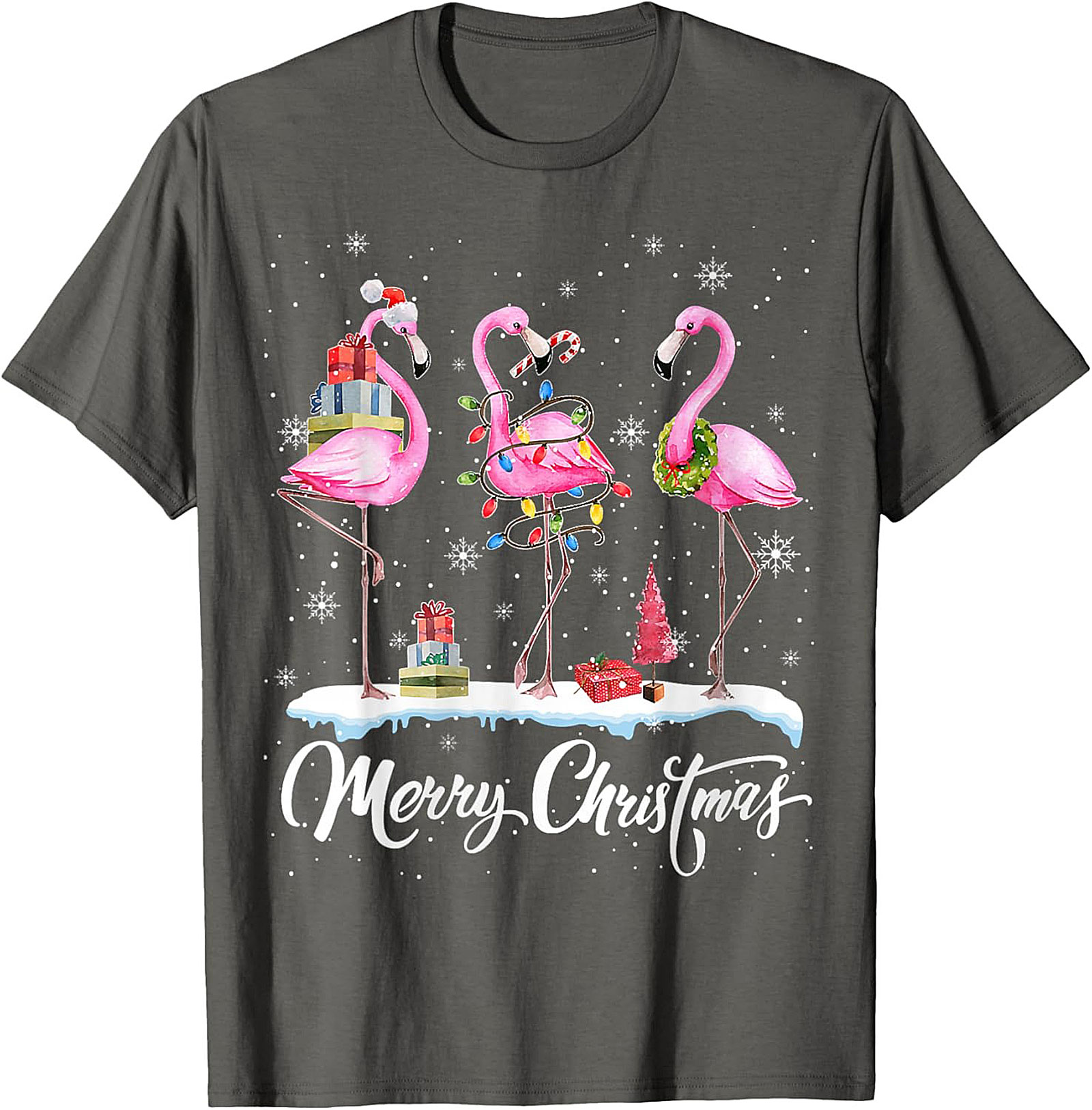 Funny Flamingo Christmas T-Shirt Holiday Graphic Tee