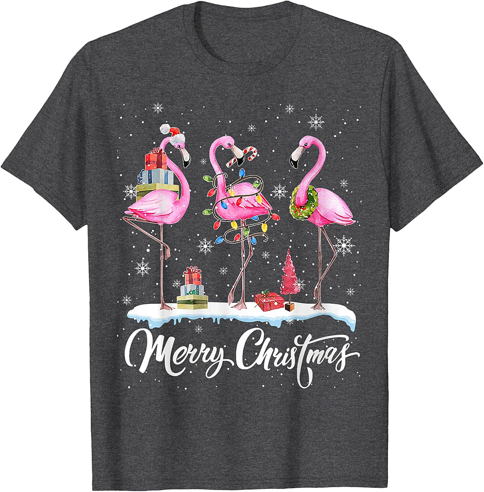 Funny Flamingo Christmas T-Shirt Holiday Graphic Tee