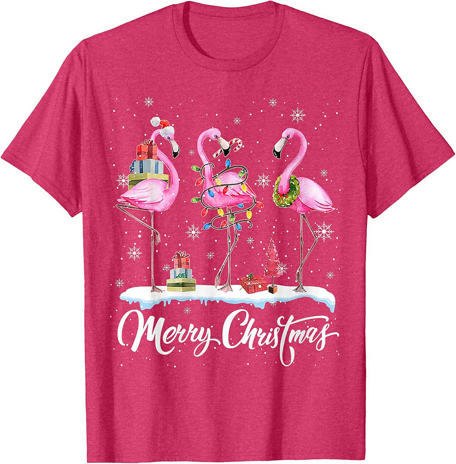 Funny Flamingo Christmas T-Shirt Holiday Graphic Tee
